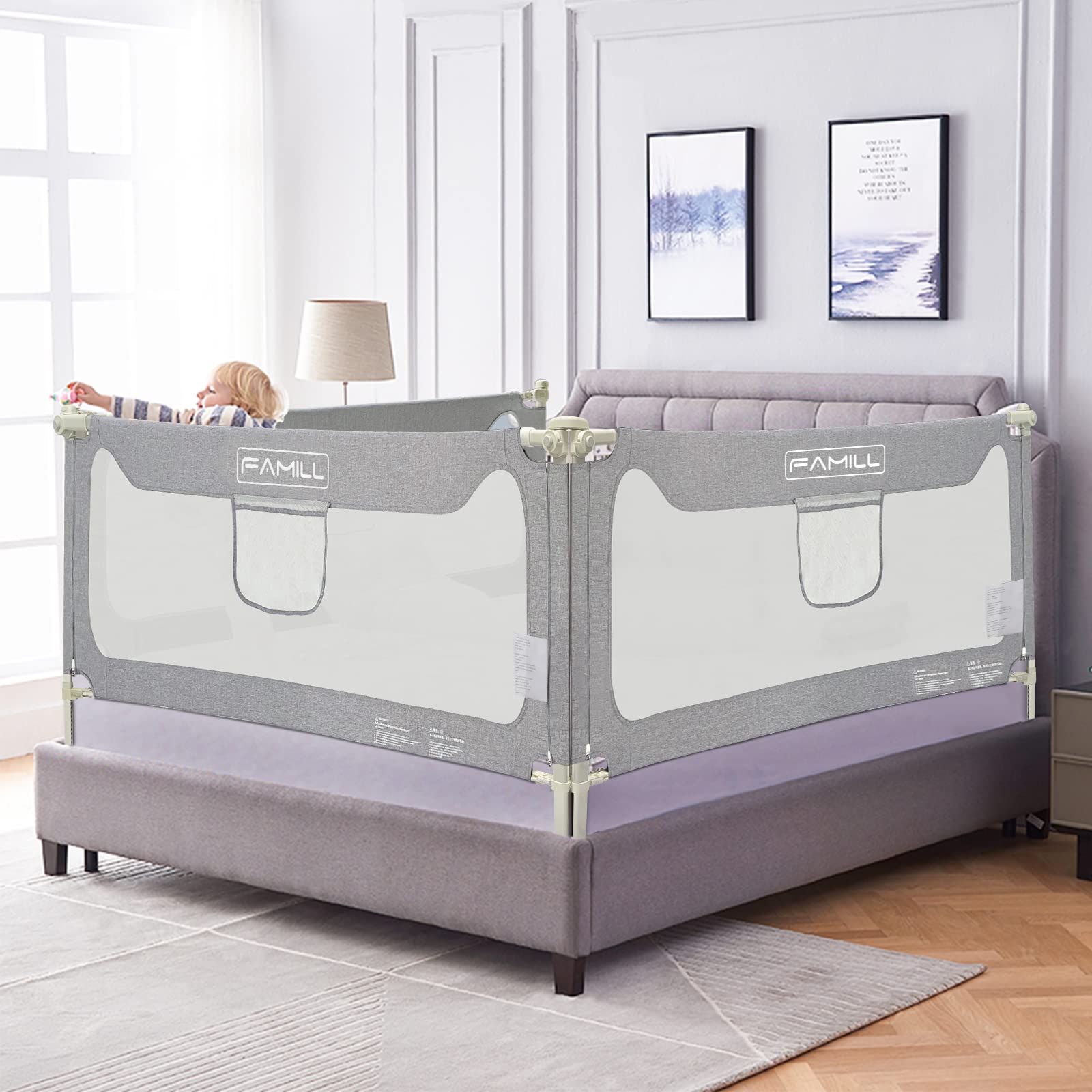 Toddler Bed Rails for Kids - Baby Guard Rail for Full/Queen/King Mattress - Home Safety