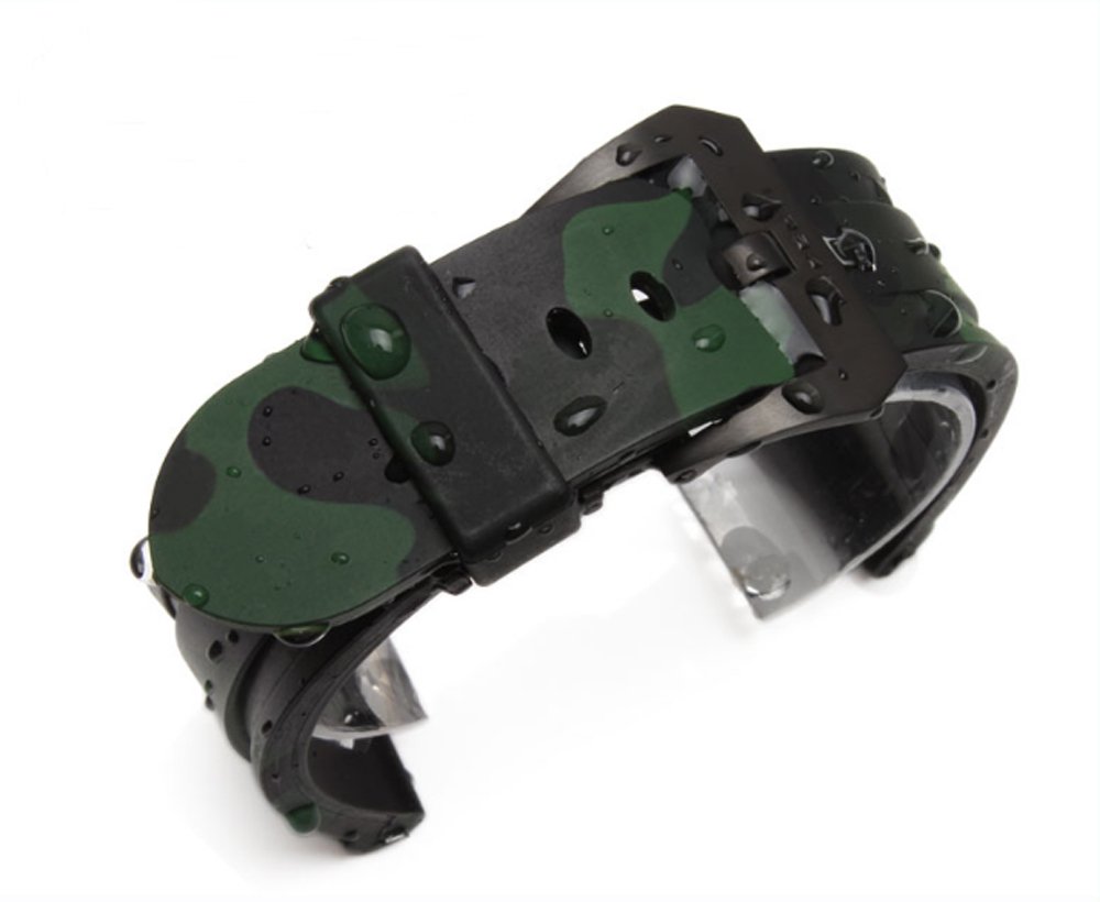 24mm Camouflage Diver Rubber Silicone Watch Band with PVD Tang Buckle - Compatible with Panerai Luminor Watches - Waterproof & Durable for Scuba Diving, Swimming & Outdoor Adventures
