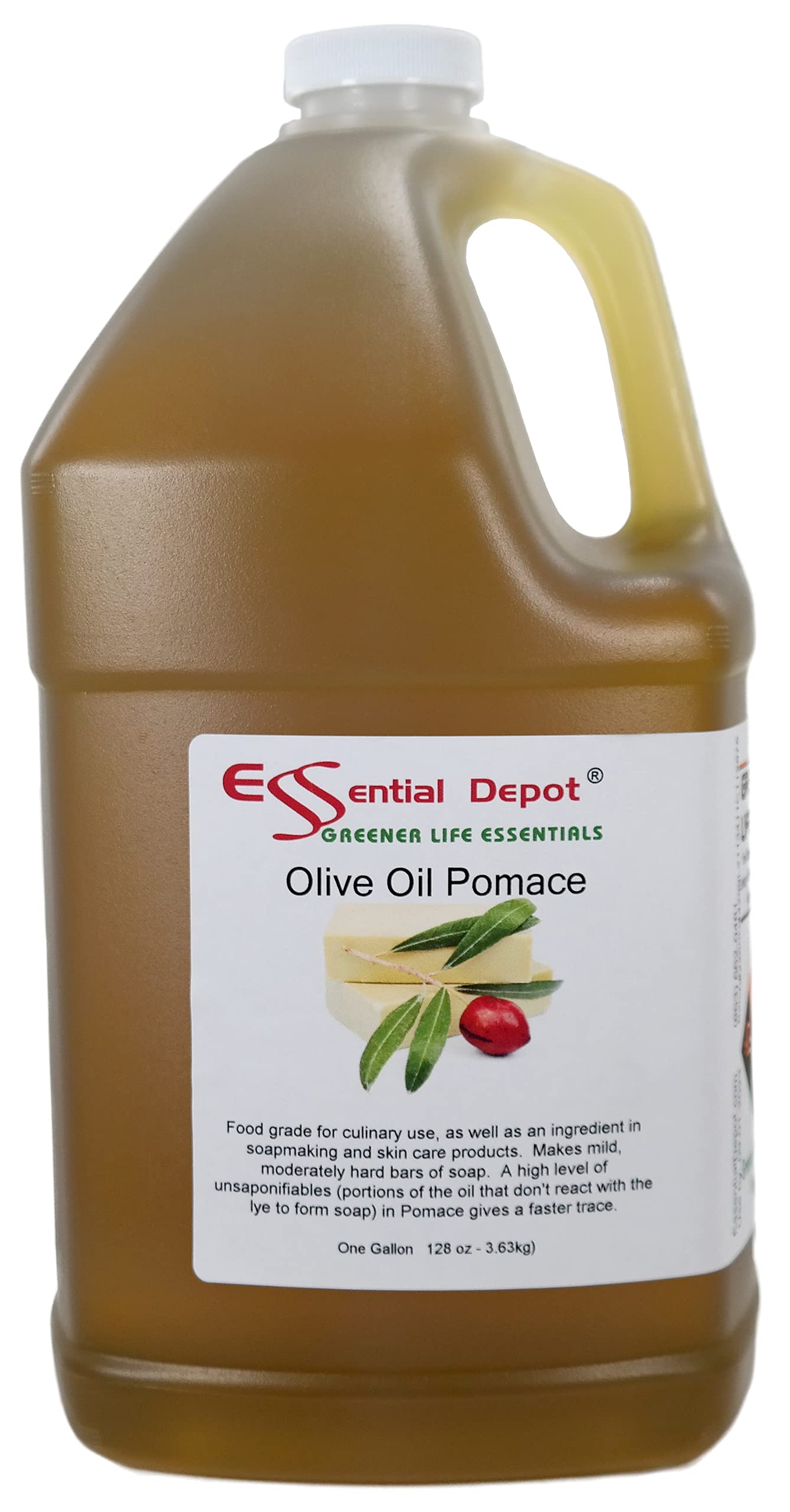 Premium Pomace Olive Oil - Food Grade, 2 Gallons (256 oz) - Pack of 2 x 1 Gallon HDPE Containers with Resealable Cap - Ideal for Cooking, Baking & Salad Dressings