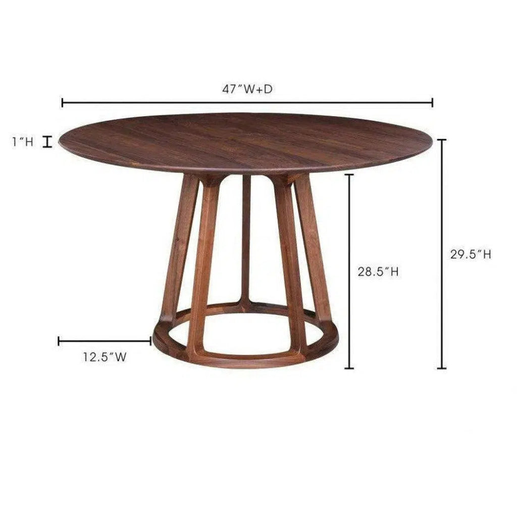 47 Inch Round Dining Table - Brown Mid Century Modern Style for Kitchen, Dining Room & Small Spaces | Perfect for Family Gatherings & Dinner Parties