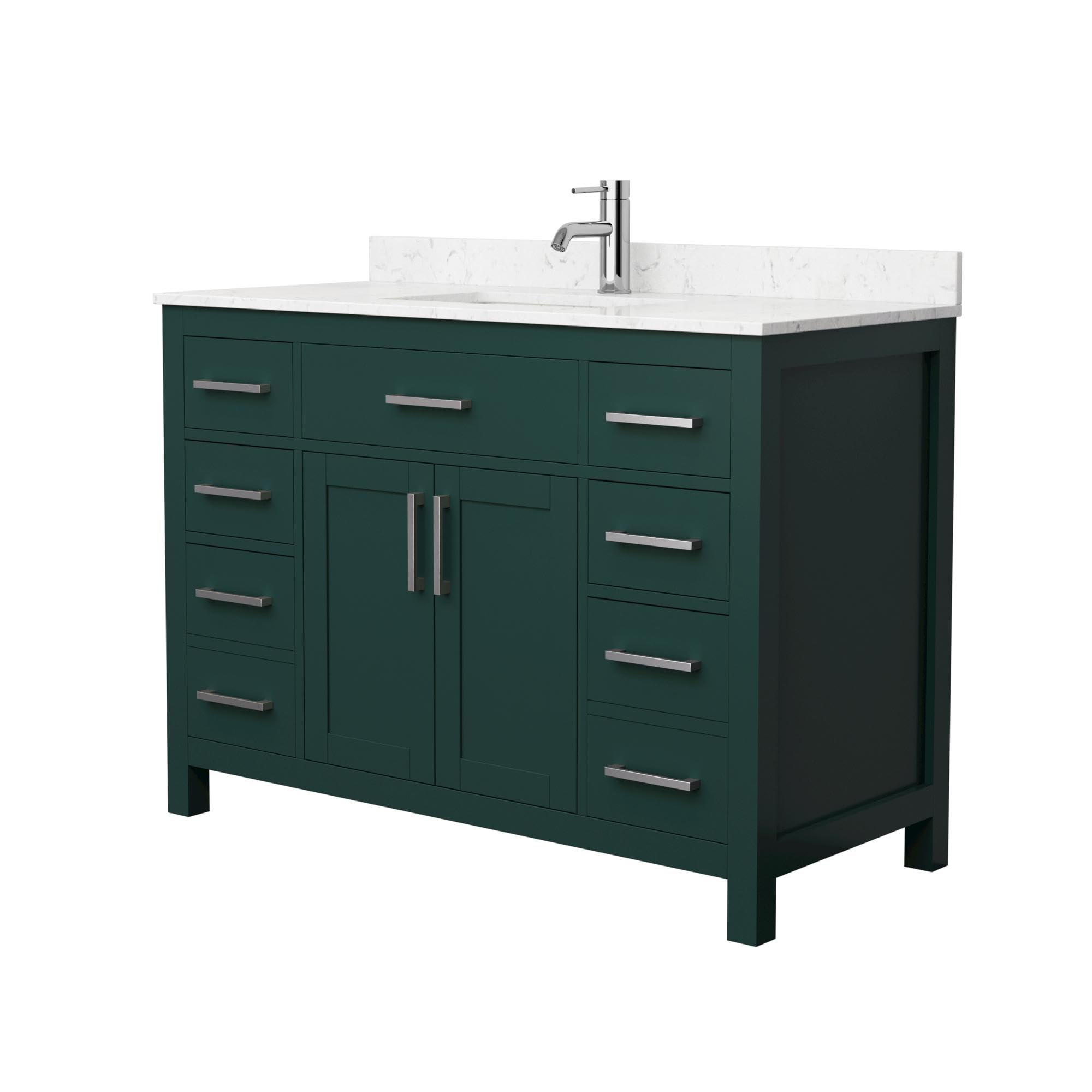 Wyndham Collection WCG242448SGECCUNSMXX Beckett Vanity Set with Mirror - Green Bathroom Vanity for Modern Home Decor, Perfect for Bedroom & Bathroom Organization