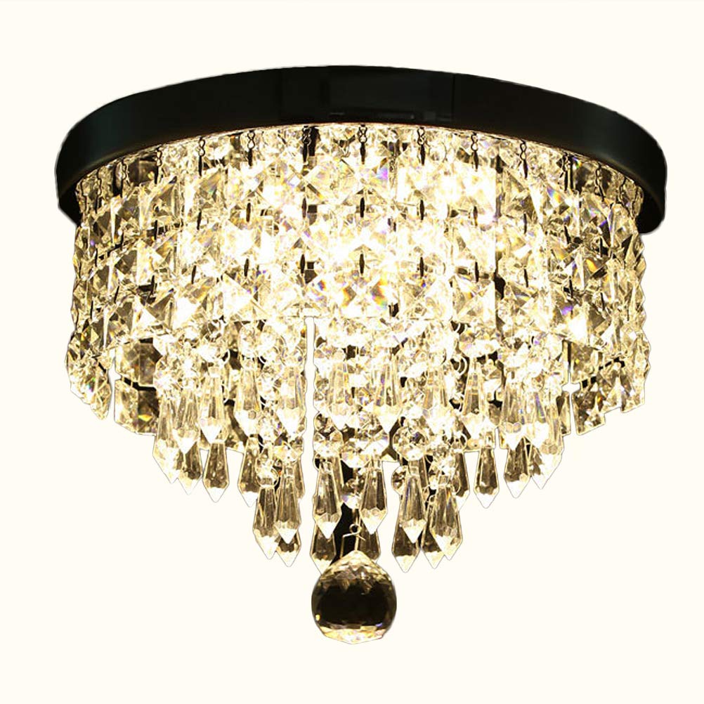 Totority Crystal LED Chandelier Ceiling Light - Modern Hanging Pendant Lamp for Dining Room, Bedroom, or Living Room Decor