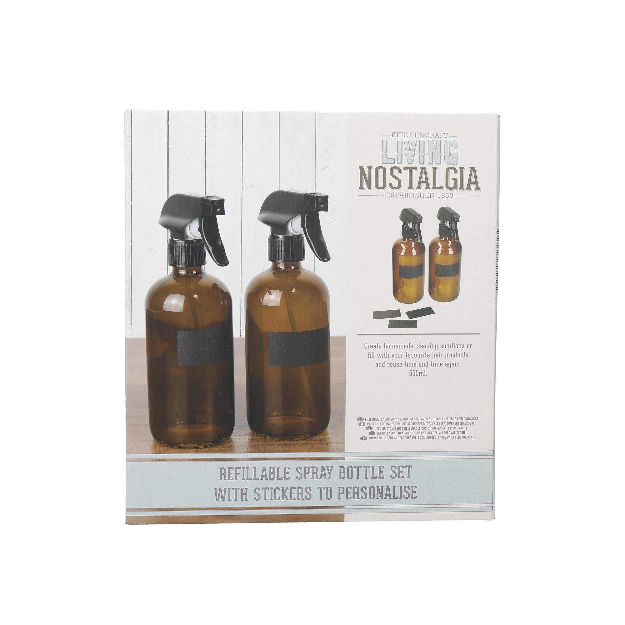 Refillable Glass Spray Bottles Set of 2 - 8oz Amber Glass Bottles with Fine Mist Sprayer for Essential Oils, Cleaning Solutions & DIY Beauty Products - Perfect for Home, Kitchen & Garden Use
