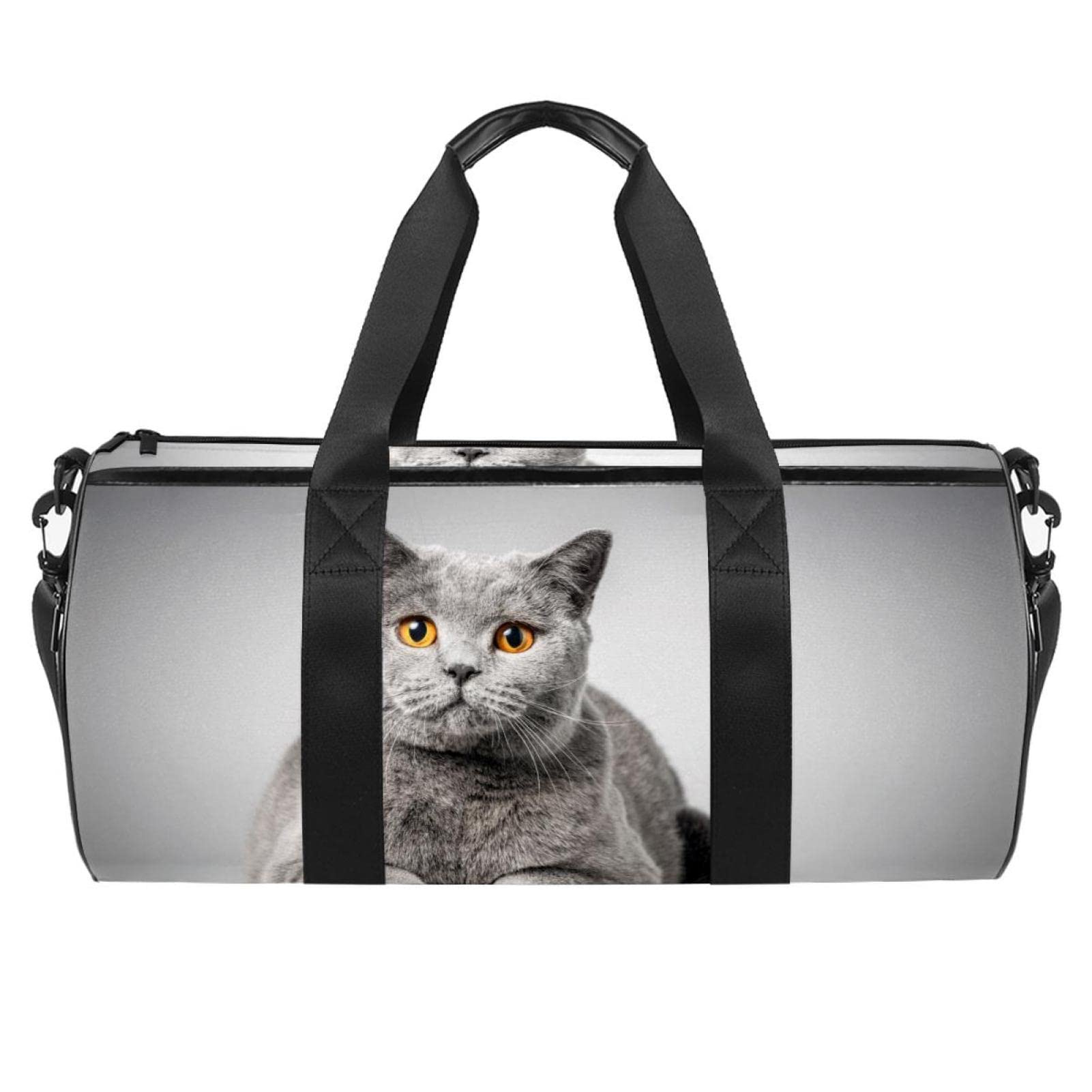 British Shorthair Cat Print Gym Duffel Bag - Small Durable Travel Sports Bag for Men & Women, Lightweight Shoulder Carry-On Luggage - Perfect for Gym, Travel & School Backpack