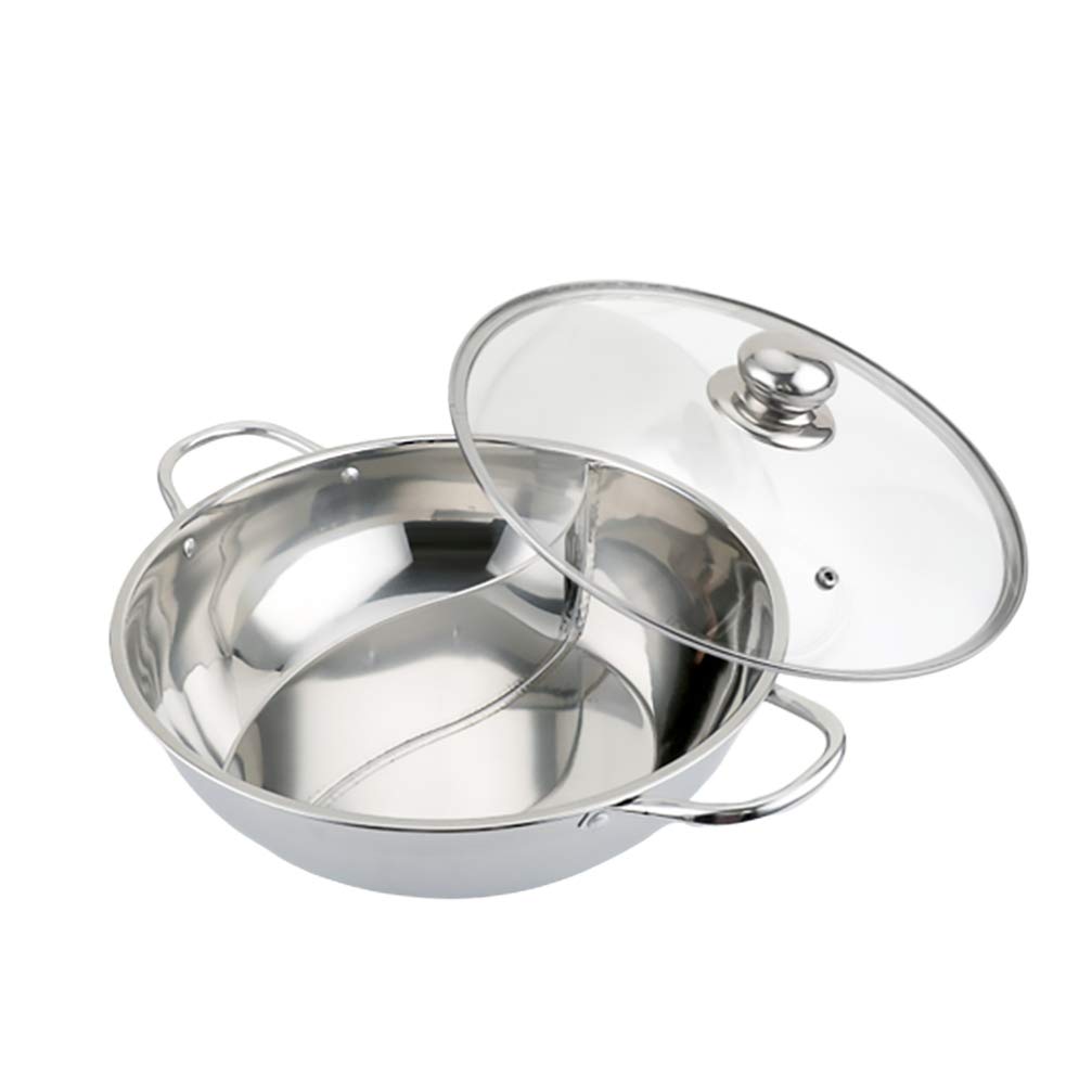 Hemoton 32cm Stainless Steel Hot Pot with Divider - Multi-Functional Induction Cooker Pot for Shabu Shabu, Soup & Stew | Perfect for Home Cooking, Family Gatherings & Asian Cuisine