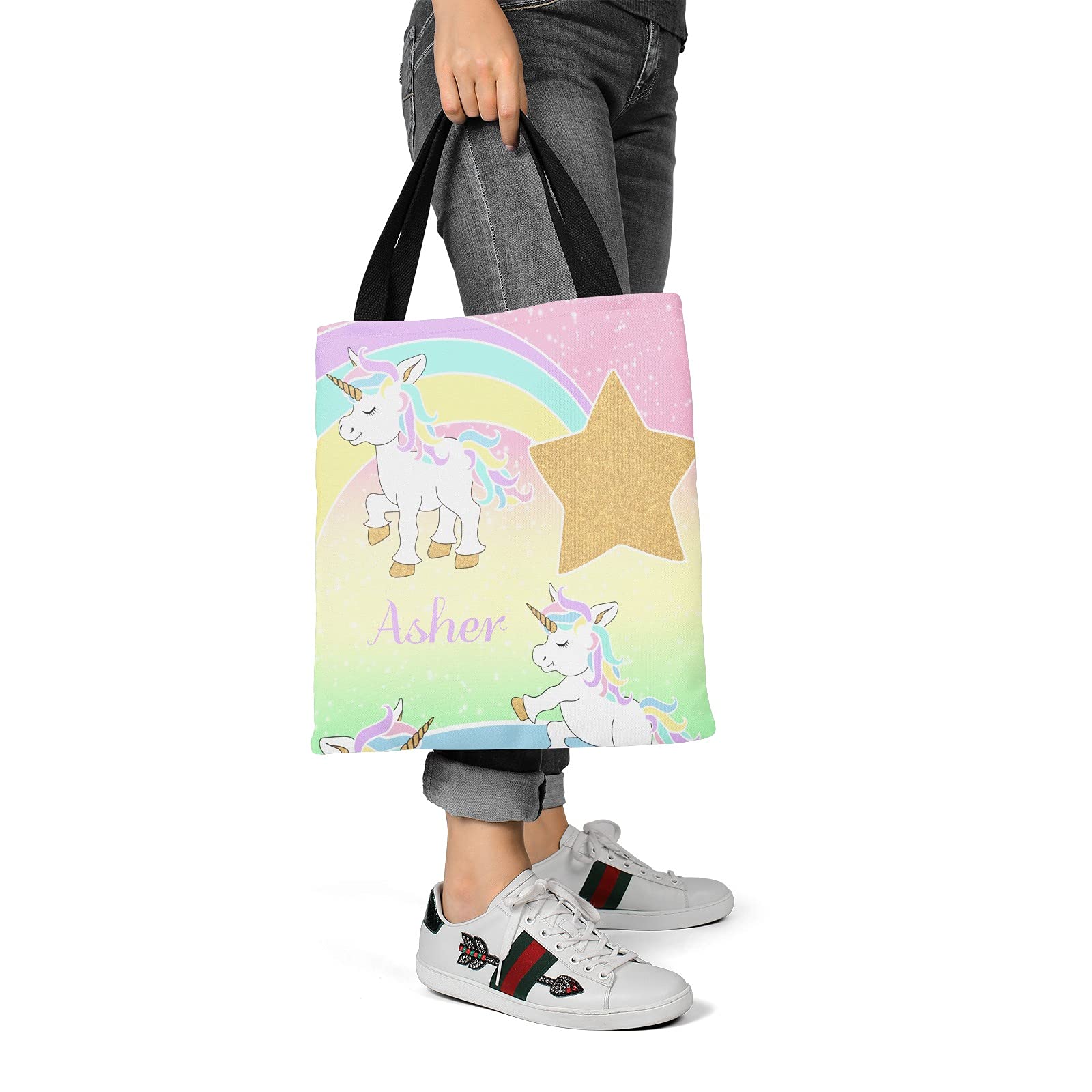 Deer Floral Pink Personalized Canvas Tote Bags for Women & Kids - Reusable Shopping Bags, Travel Tote, School Handbag Gift - Perfect for Groceries, Beach Trips & Daily Use