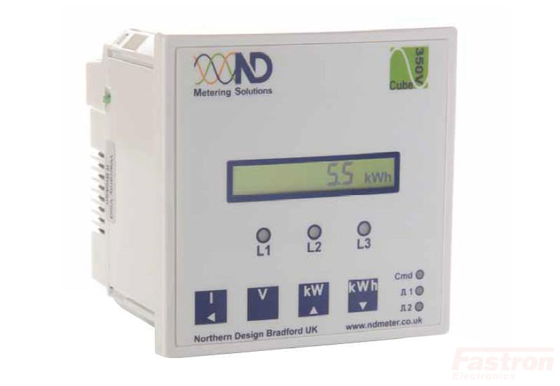 Panel Mount kWh Meter Cube 300 M2 C - Class 1, 5A Input, RS485 Communication with LCD Display | Energy Monitoring for Solar Systems, Industrial Equipment & Smart Homes