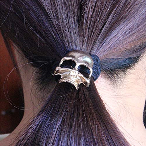 LCUK Retro Metal Punk Gothic Hair Bands - Skull Hair Clip Jewelry Gift for Women - Elastic Hair Accessories for Concerts, Halloween & Gothic Fashion
