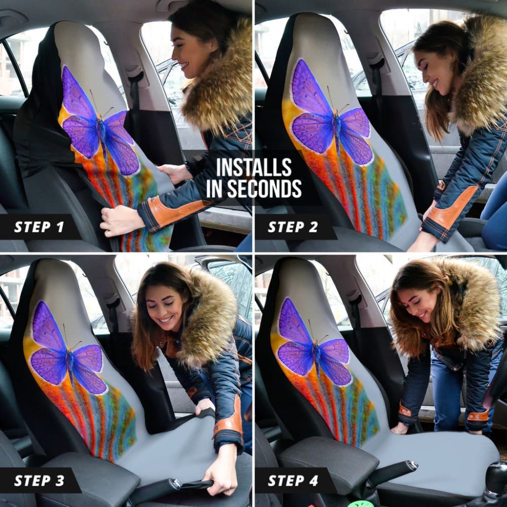 Blue Butterfly Car Seat Covers - Universal Fit for Cars, Trucks & SUVs - Soft Microfiber Fabric Protectors - Perfect for Daily Commute, Road Trips & Family Travel