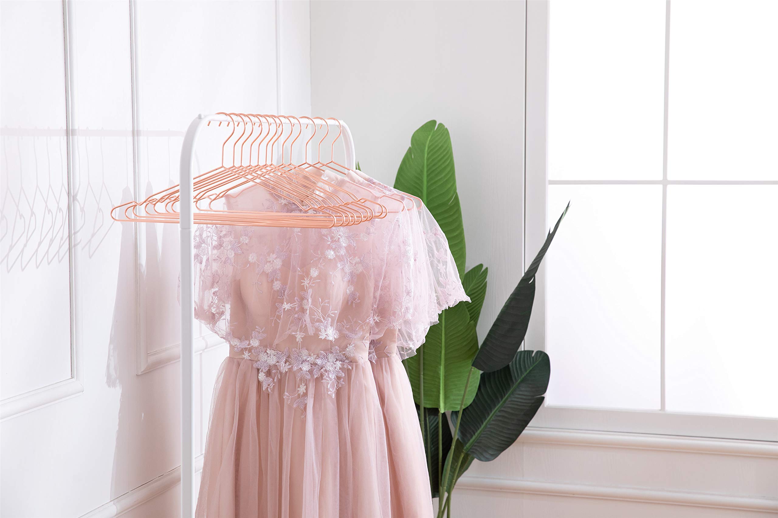17 Inch Heavy Duty Rose Gold Metal Clothes Hanger - Premium Coat, Suit & Dress Hanger with Big Notches (Pack of 20) - Perfect for Closet Organization, Retail Stores & Luxury Garment Display