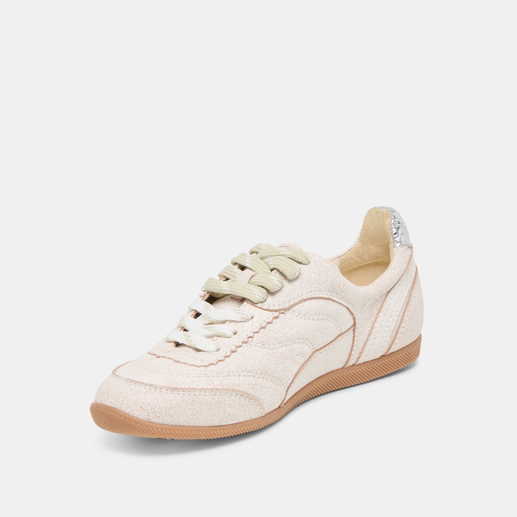 LAINI SNEAKERS - Off-White Crackled Leather Women's Fashion Sneakers | Comfortable Casual Shoes for Walking, Running & Streetwear Outfits