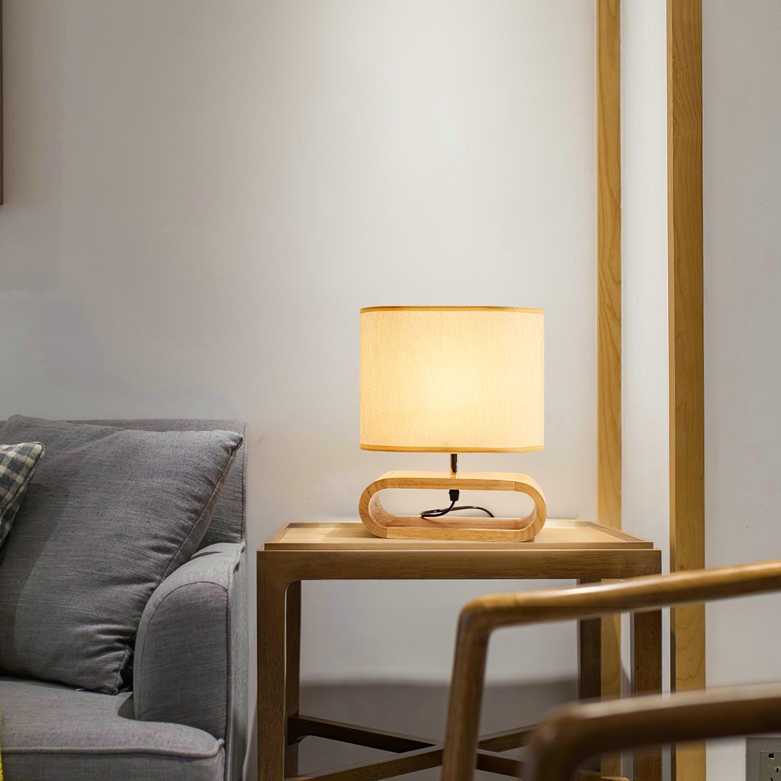 Stylish Modern Wooden Table Lamp - Warm White LED Light for Bedroom, Living Room & Office Decor - Handcrafted Natural Wood Accent Lighting for Home & Workspace
