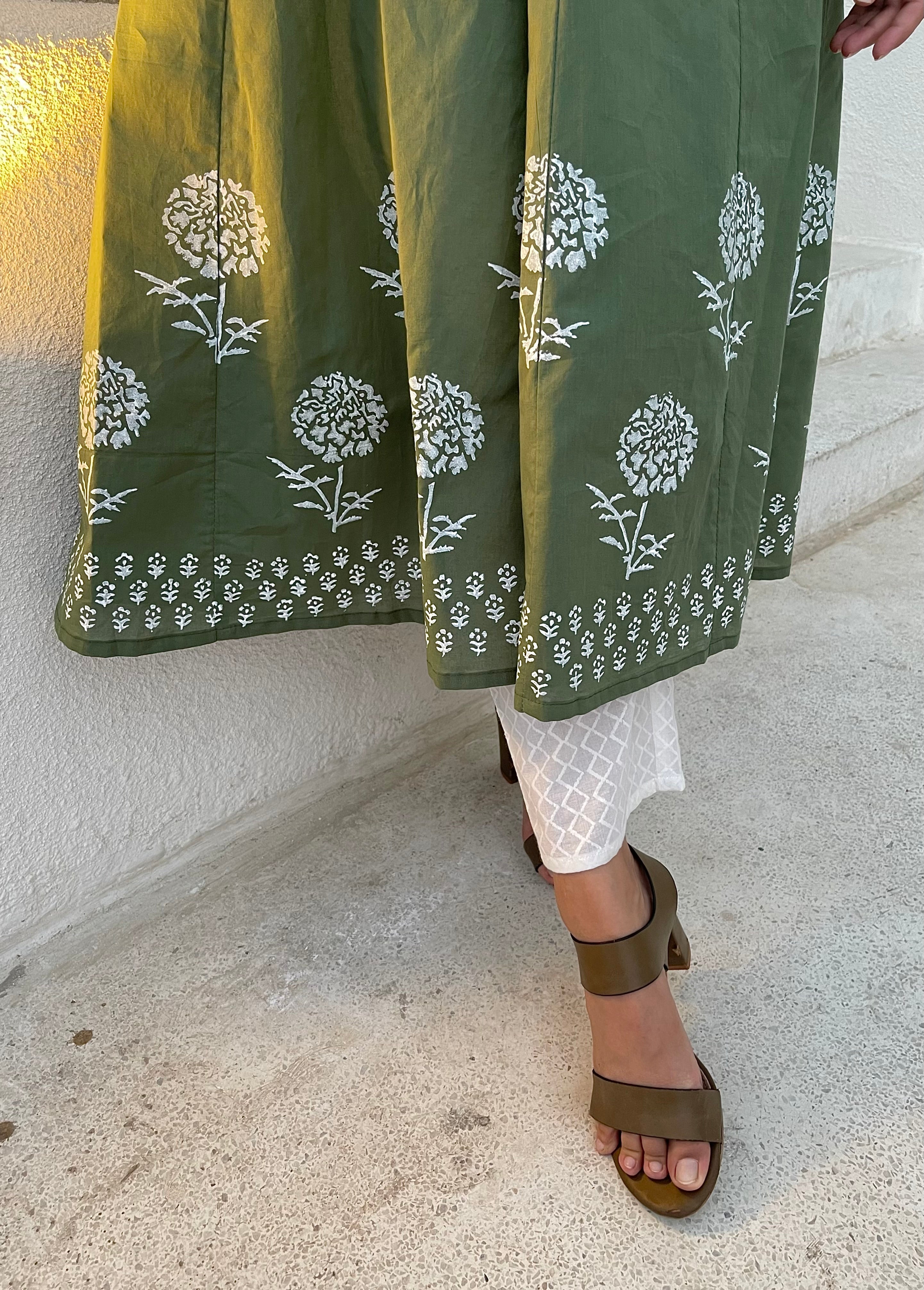 Stylish Green Anarkali Dress Kurta Set for Women | Traditional Indian Ethnic Outfit | Perfect for Festivals, Weddings & Special Occasions