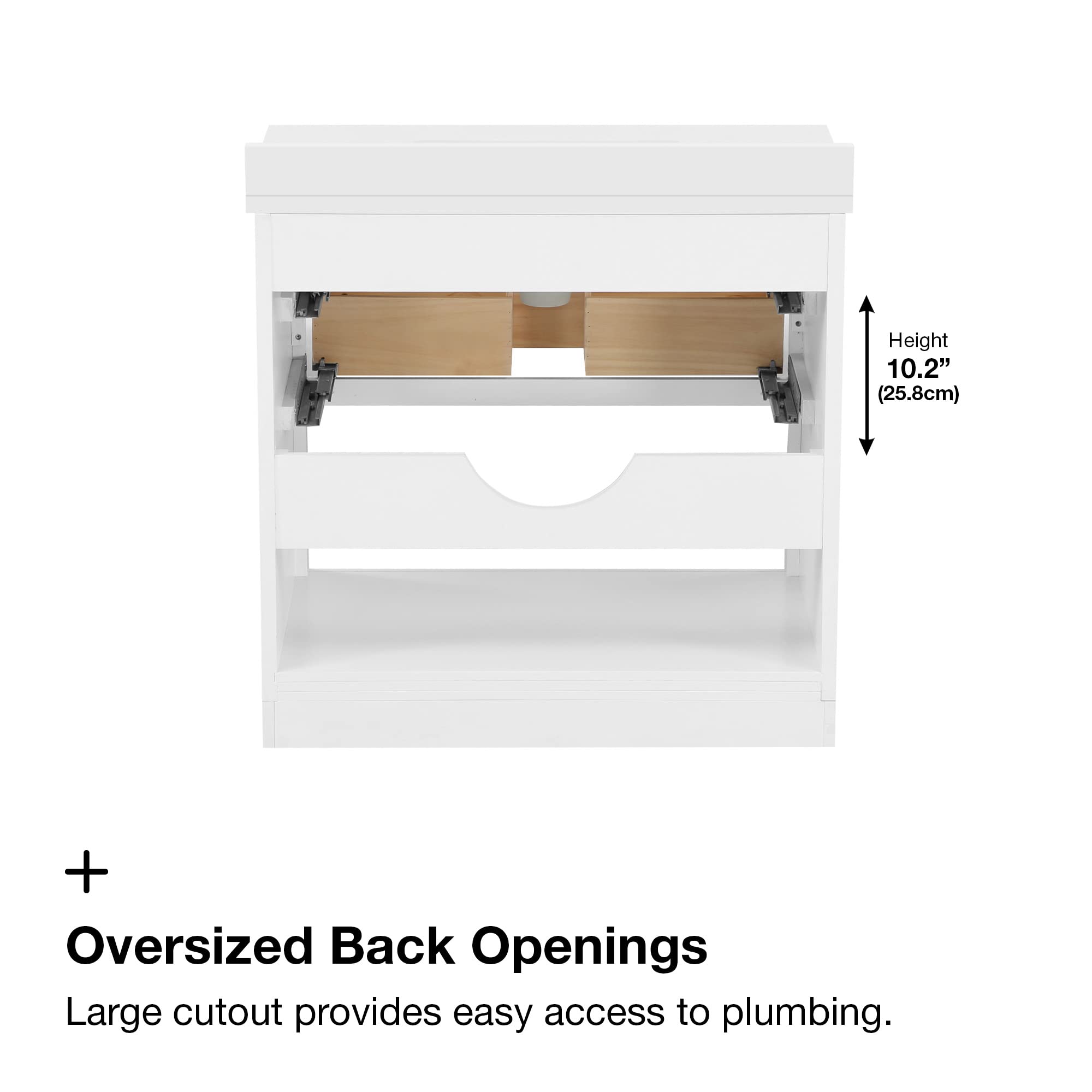 Ove Decors Rider 36 Inch Single Sink Bathroom Vanity in White - Modern Space-Saving Vanity for Small Bathrooms & Powder Rooms
