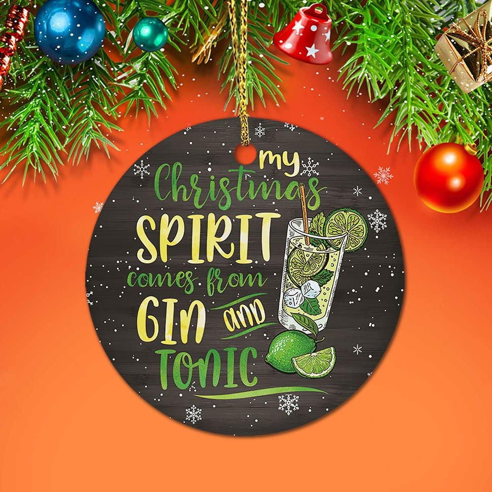 Elegant Rose Gold Ceramic Christmas Ornaments - Gin and Tonic Themed Holiday Decor for Large Trees, Perfect for Winter Celebrations & Movie Nights
