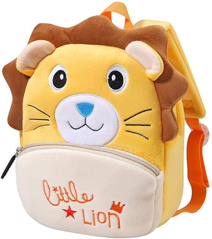 Cute Small Toddler Backpack for Kids Age 1-5 - Preschool & Travel Bag for Boys & Girls - Lightweight Mini School Backpack with Cartoon Design (Yellow Little Lion) - Perfect for Nursery, Daycare, Picnic & Family Trips