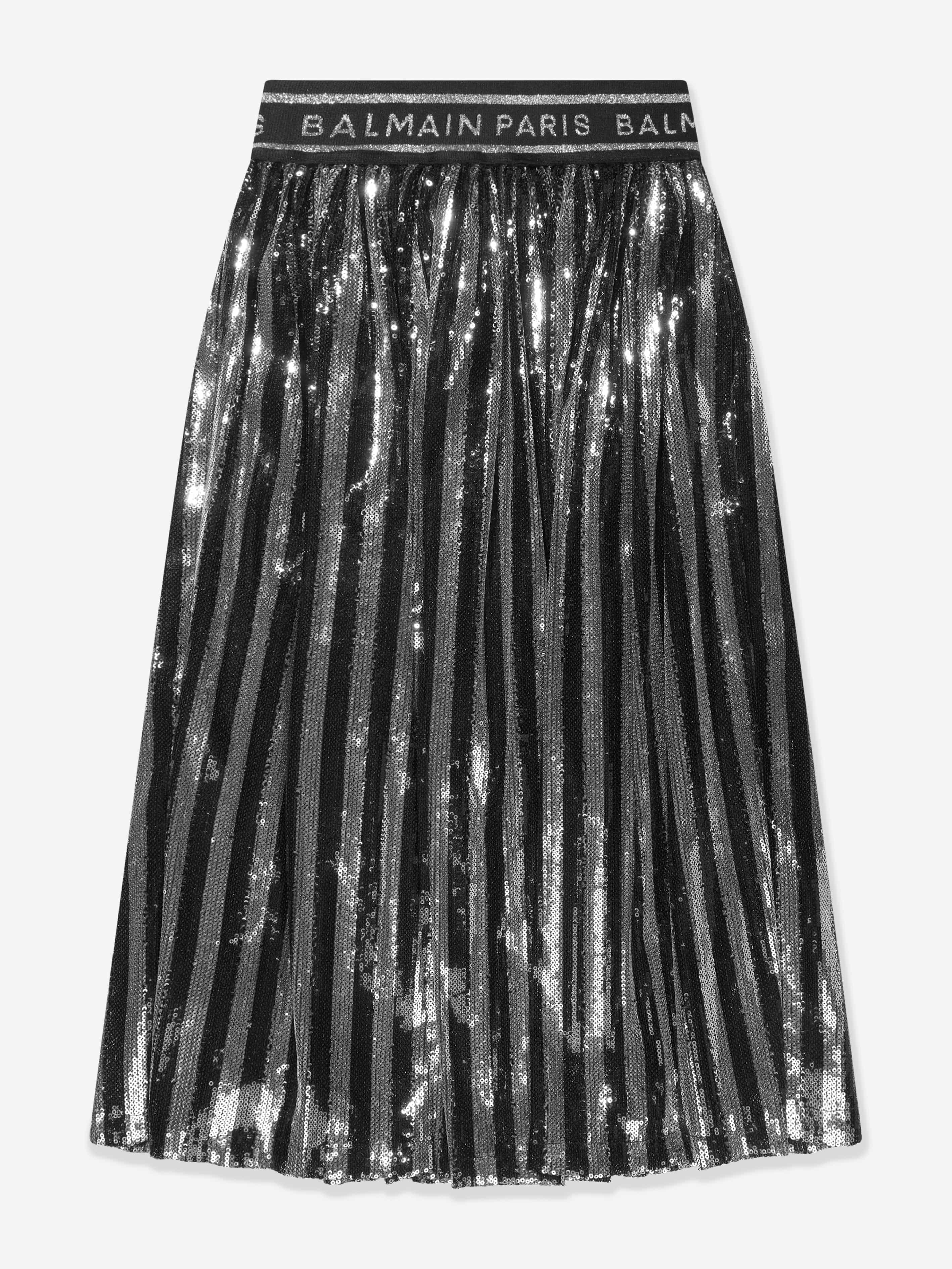 Balmain Girls Silver Pleated Skirt | Elegant Party Dress for Kids | Perfect for Birthday, Wedding & Special Occasions