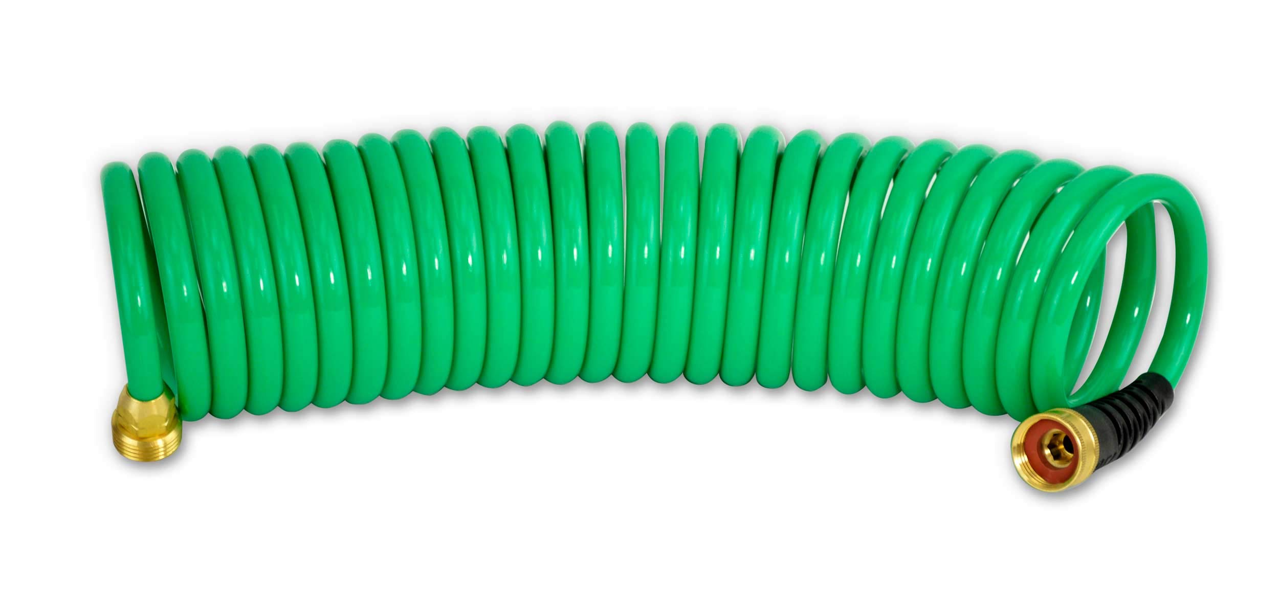 3/8 Inch ID Self Coiling Garden Hose - 25ft Green Flexible Water Hose for RV, Marine & Outdoor Use - Perfect for Camping, Gardening, and Boat Cleaning