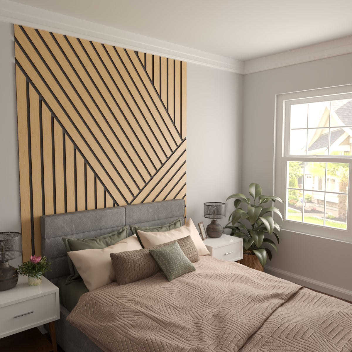 Adjustable Wood Slat Wall Kit - Modern DIY Room Divider & Decorative Panel for Home & Office - Perfect for Living Room, Bedroom, or Workspace Partitions