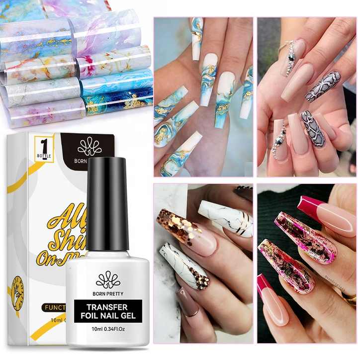Born Pretty Foil Transfer Gel for Nail Art - Easy Metallic Foil Application for DIY Manicures & Professional Salon Use