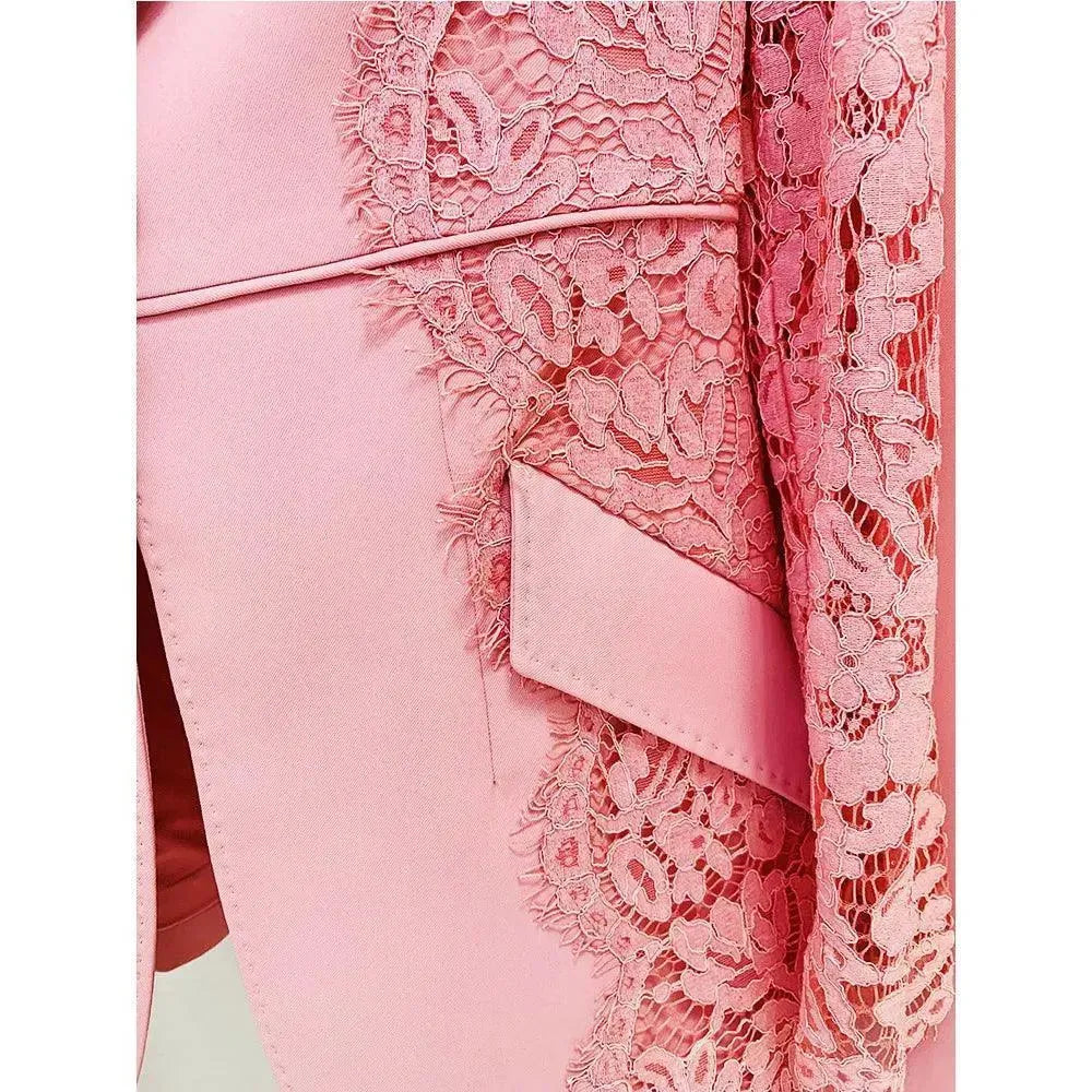 Elegant Lace Patchwork Women's Pant Suit Set with Flared Pants - Formal Office Wear & Evening Party Outfit