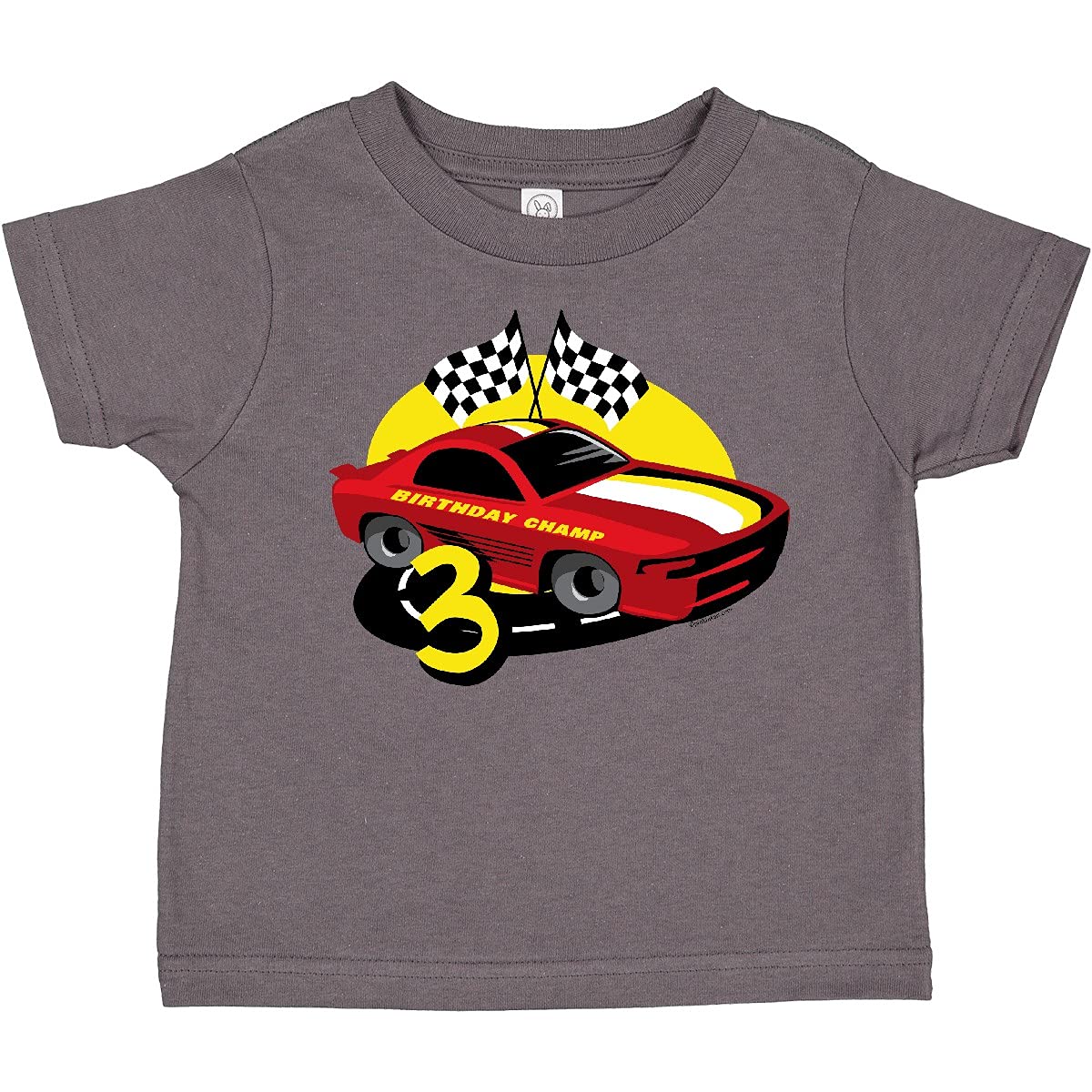 Inktastic Race Car 3rd Birthday Toddler T-Shirt - Cute Toddler Boy Outfit for Birthday Party, Car Theme Celebration & Casual Wear