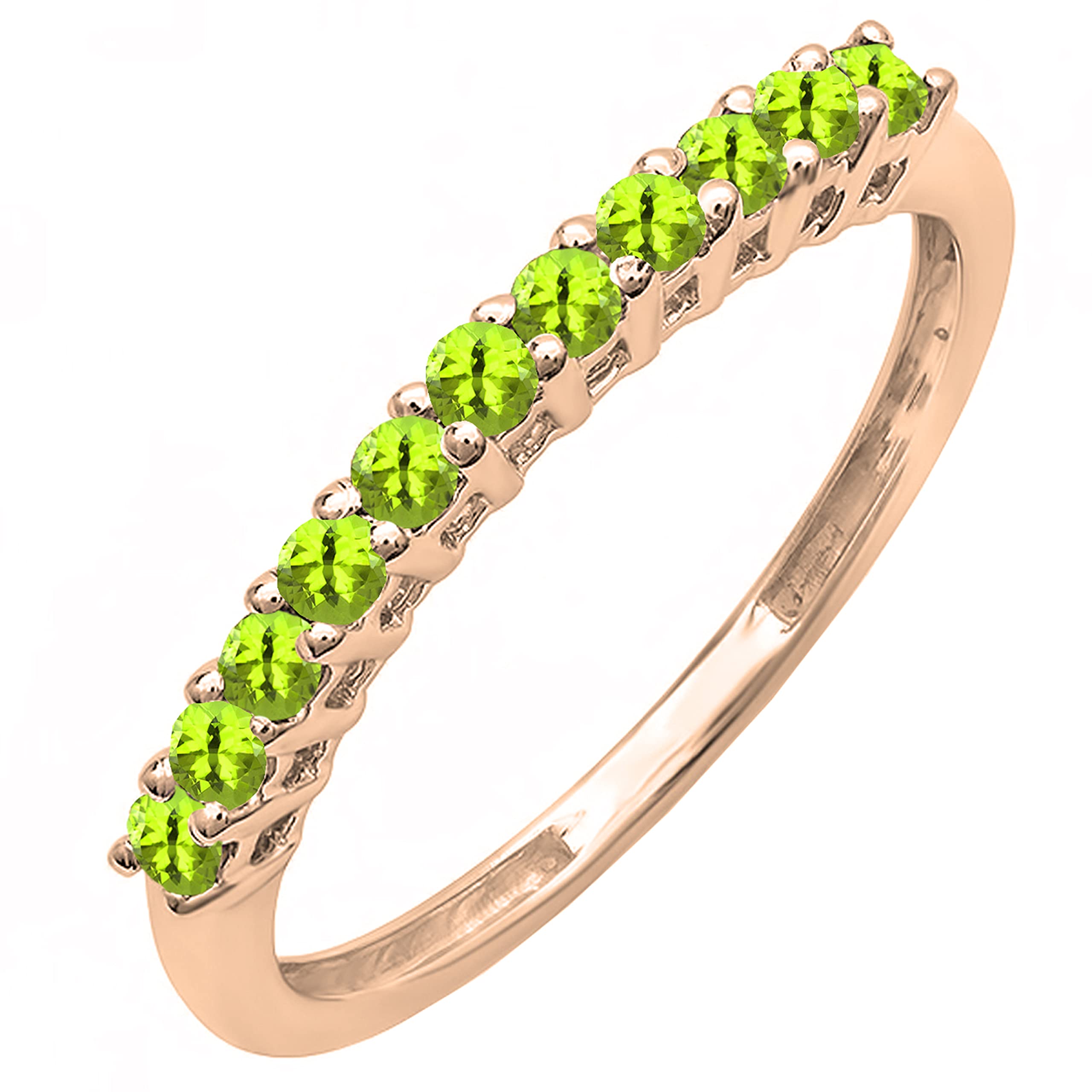 10K Rose Gold Round Gemstone Stackable Wedding Band for Women - Dazzlingrock Collection Anniversary Ring for Bridal, Engagement, and Everyday Wear
