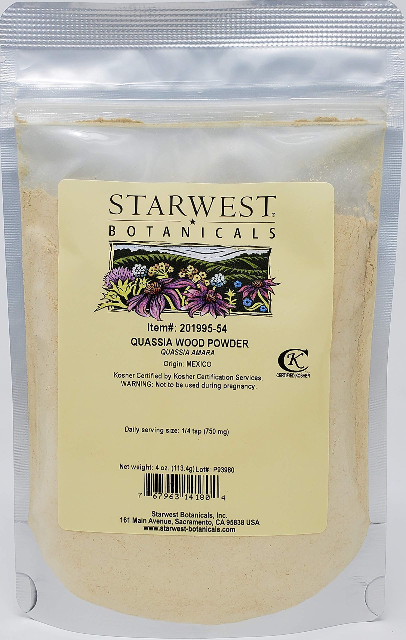 Starwest Botanicals Organic Quassia Wood Powder - 4oz (113g) | Natural Bitter Herb for Digestive Support, DIY Skincare & Pest Control | Perfect for Herbal Teas, Homemade Remedies & Organic Gardening
