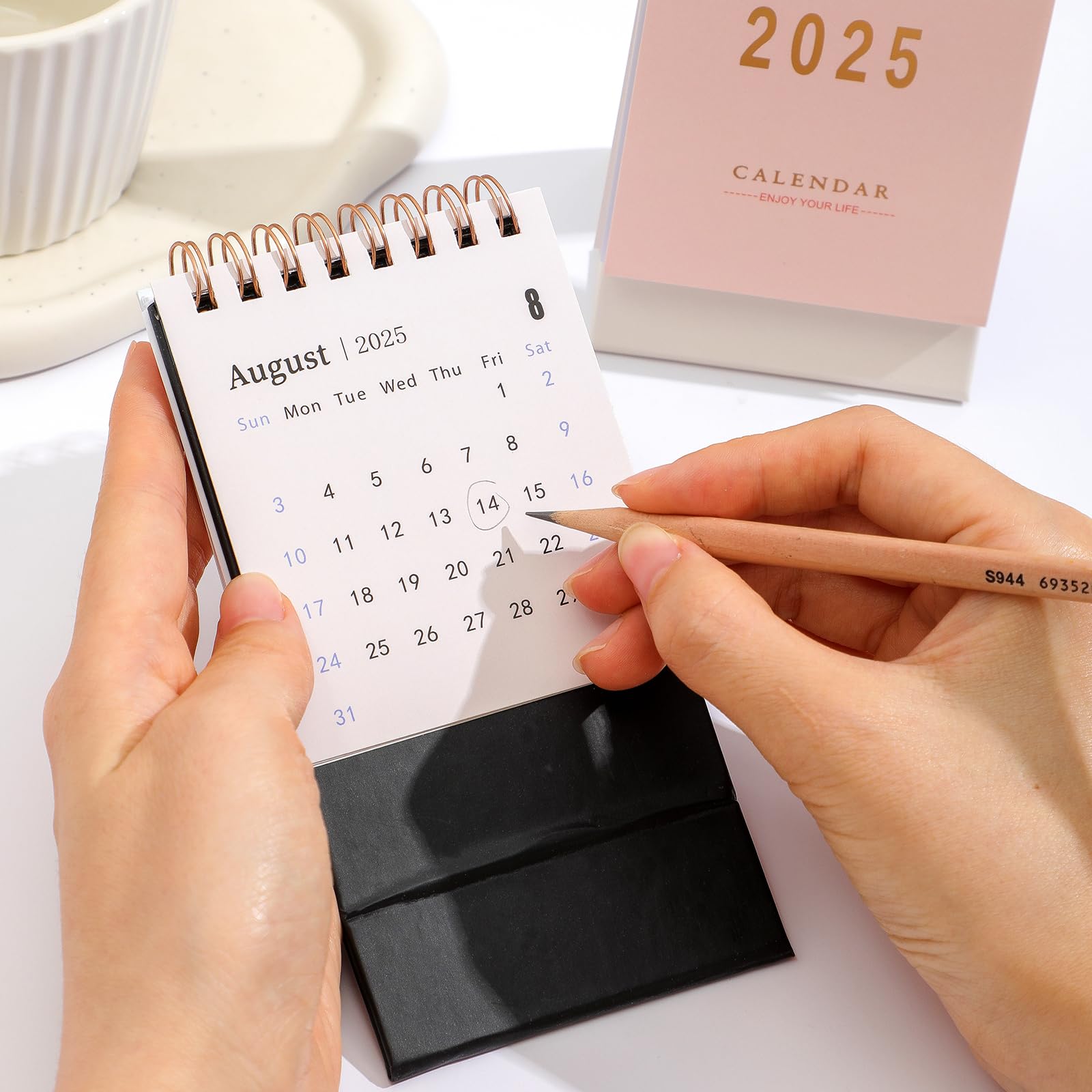 2025 Mini Desk Calendar - Standing Flip Monthly Desktop Planner with Thick Paper & Twin-Wire Binding - Home & Office Organization (Black) - Perfect for Work Desks, Study Tables & Gift Giving
