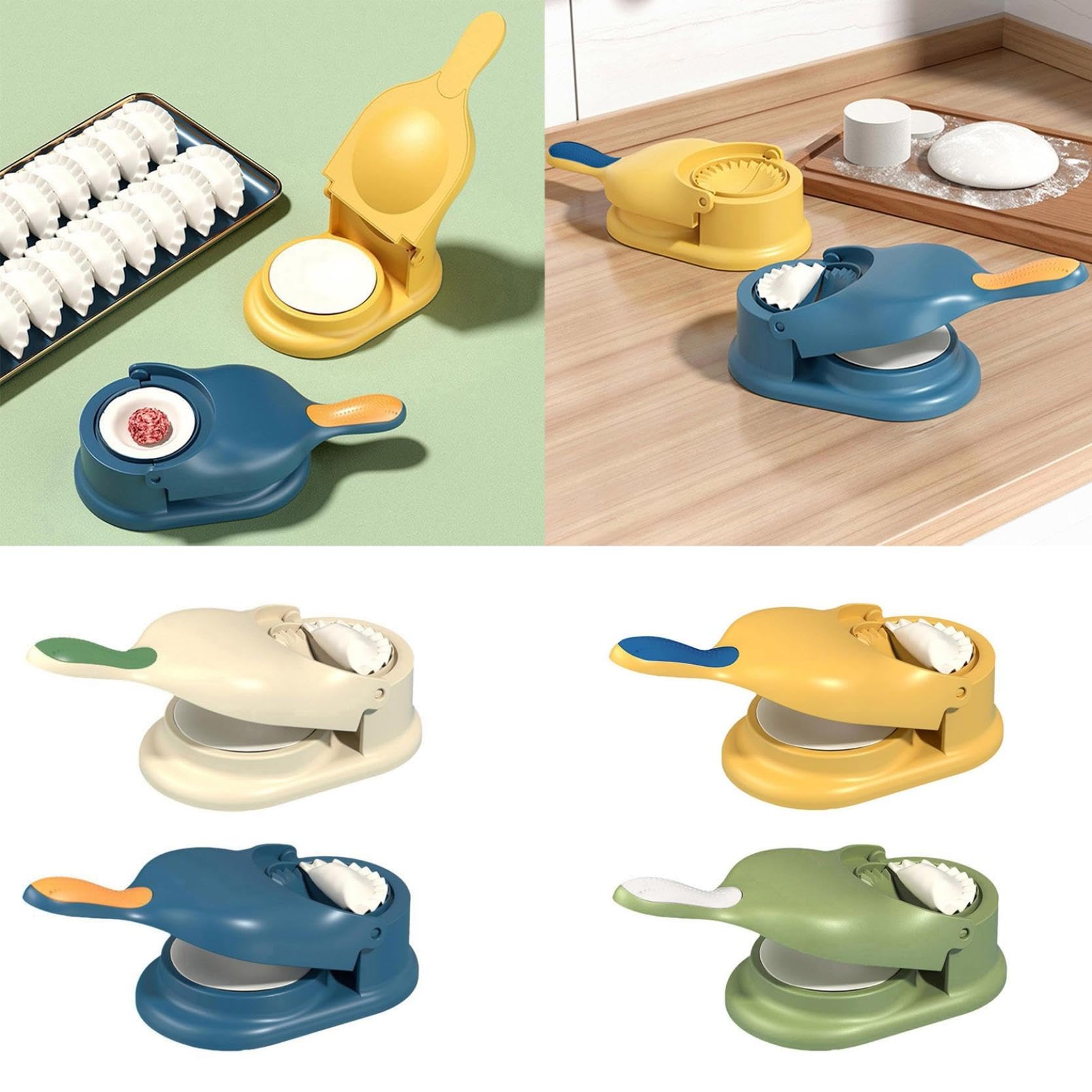 2-in-1 Dumpling Maker Press Mold - Manual Empanada, Ravioli & Pierogi Dough Press - Baking Pastry & Dumpling Skin Wrapper Tool for Homemade Hand Pies (Blue) - Perfect for Family Cooking & Party Snack Preparation