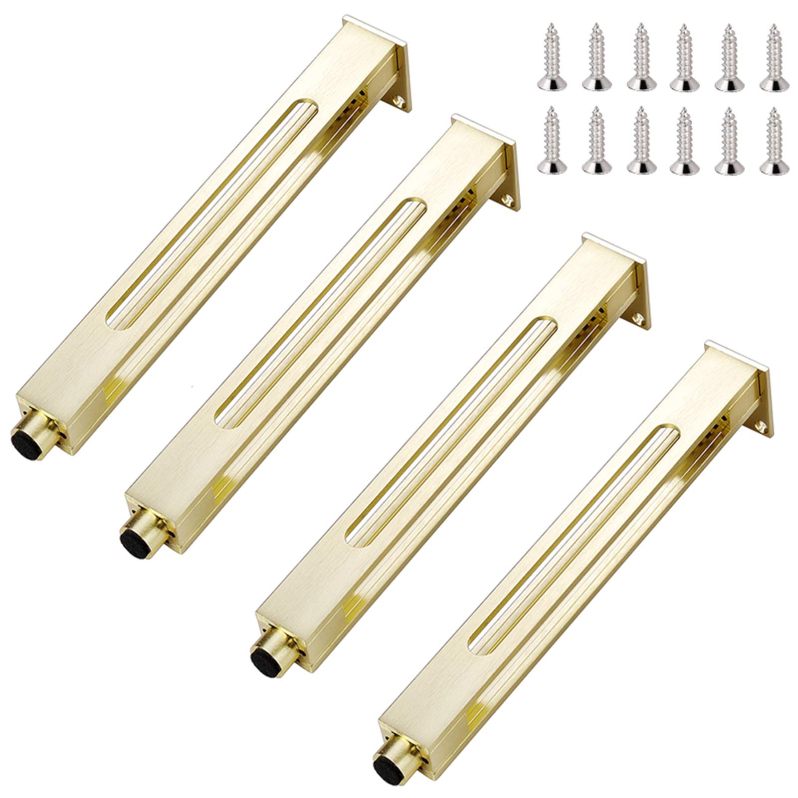 Set of 4 Gold Metal Furniture Legs (10 Inch) - Replacement Table Legs, Chair Legs, Sofa Legs & Desk Legs with Screws - Perfect for TV Stands, Cabinets, Coffee Tables & Home Office Furniture