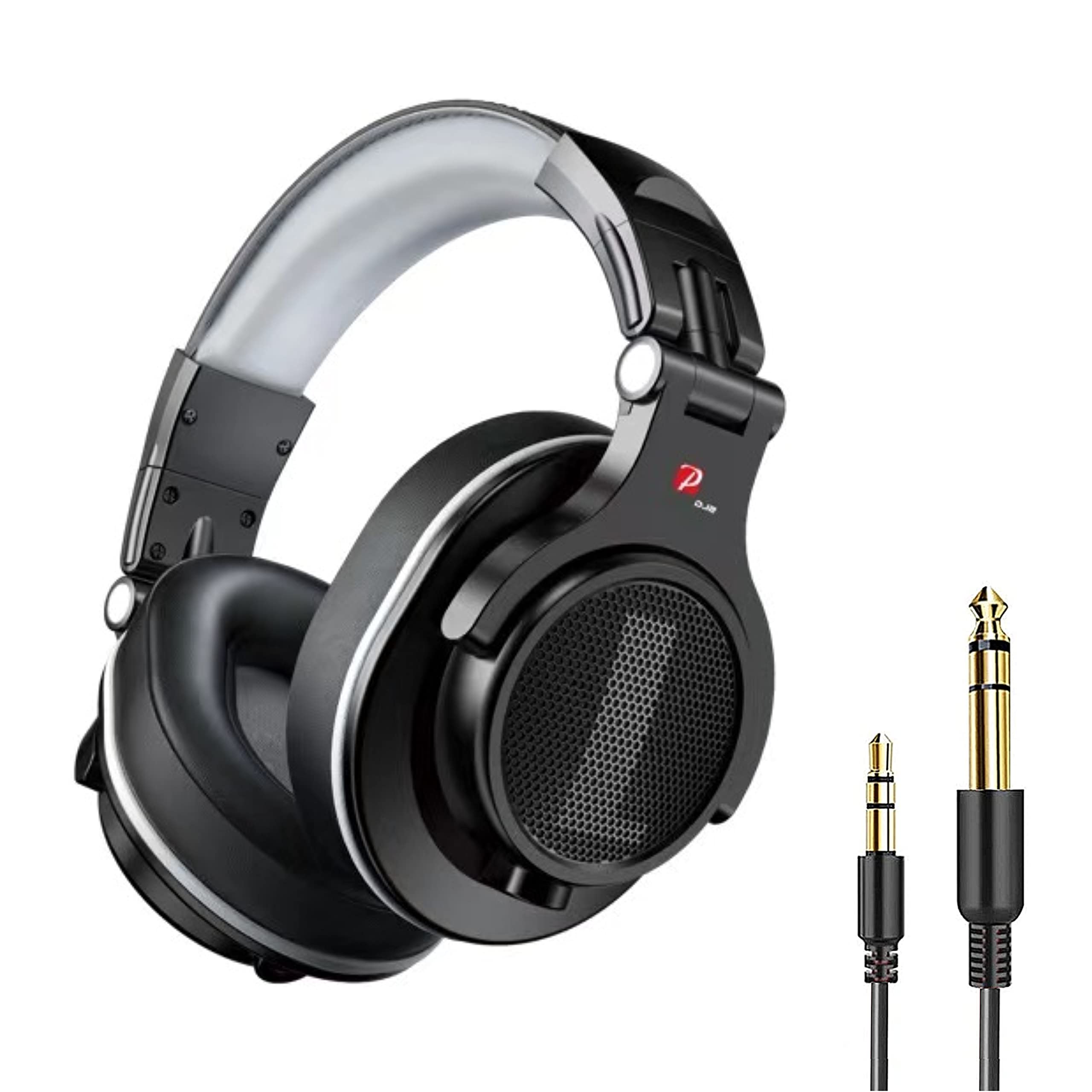 Prosonic DJ2G Over-Ear Headphones - Wired Bass Headset with 40mm Driver, Foldable Lightweight Design, SharePort & Built-in Mic for Recording, Mixing, Podcasting, Gaming & Music - Perfect for Studio, PC, TV & Travel (Black Grey)