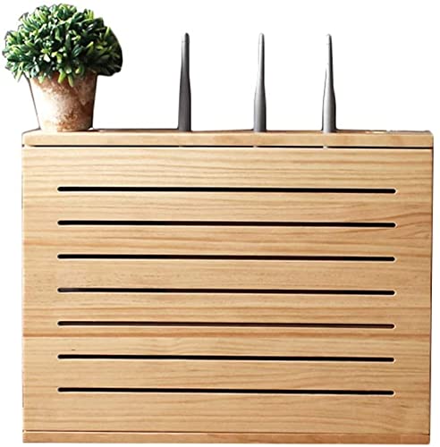 Solid Wood Wireless WiFi Router Storage Box - Wall Mounted for Living Room, TV Cabinet & Bedroom - Cable Management & Socket Shielding (50cm Inner Diameter) - Perfect for Home Office & Entertainment Center Organization