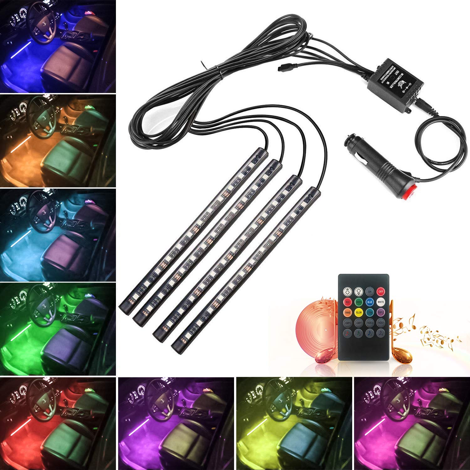 RGB LED TV Backlight Strip Kit - 4x50CM USB-Powered 5050 RGB Multi-Color Bias Lighting with Remote Control for 40-60 Inch HDTV, PC Monitor & Gaming Setup - Waterproof Design Works with Car Charger - Perfect for Home Theater, Gaming & Ambient Lighting