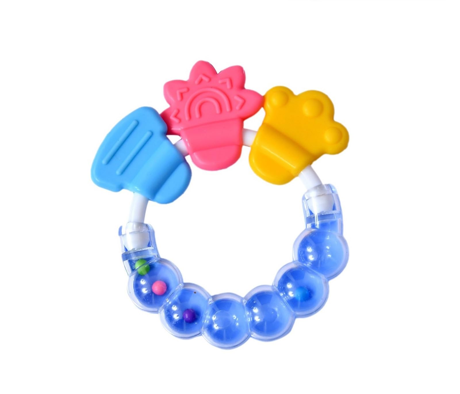 Kritiu BPA-Free Silicone Baby Rattle Nibbler & Spoon Set - Safe Teething Toy & Feeding Utensils for Infants 6+ Months (Blue & Pink) | Perfect for Soothing Sore Gums & Introducing First Foods
