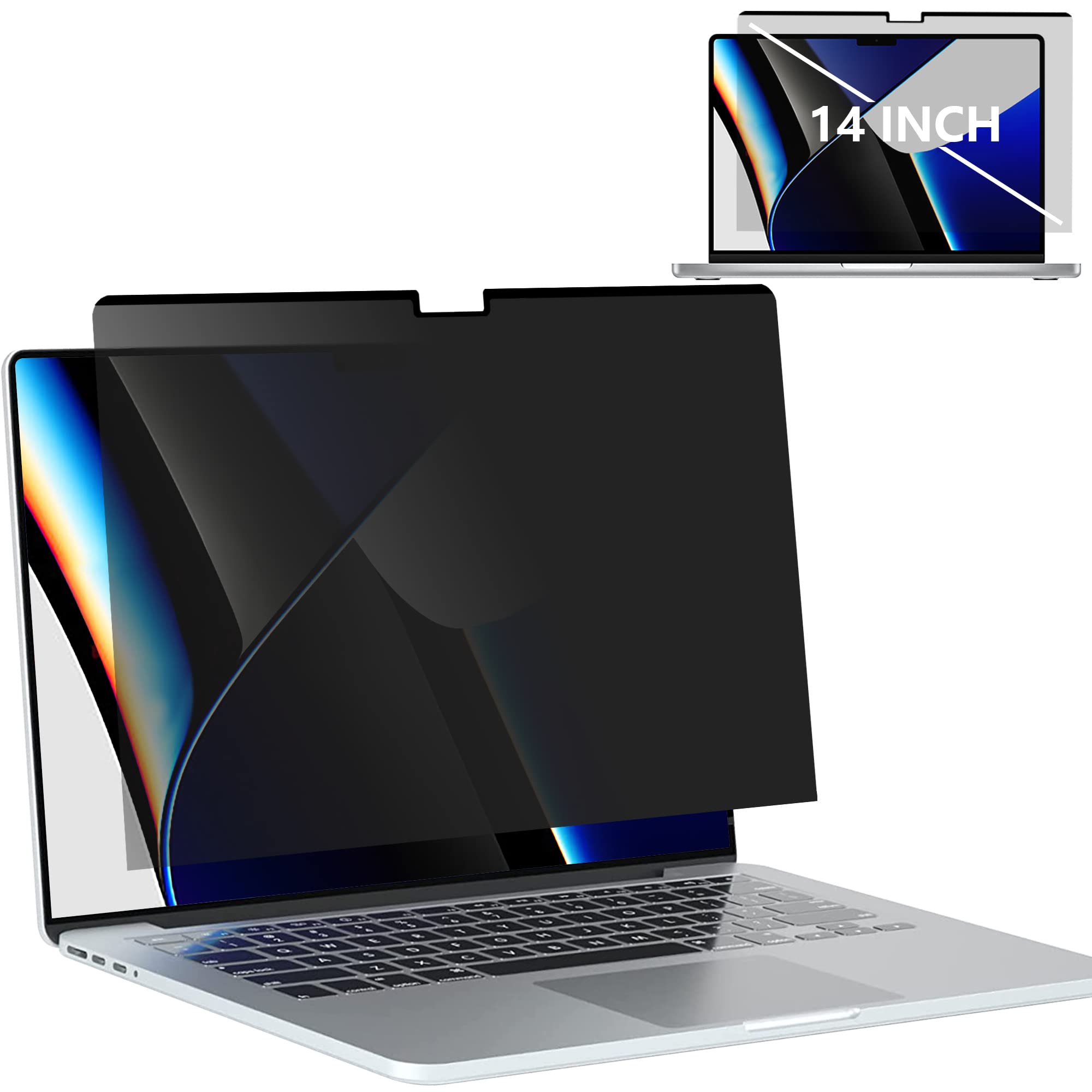 Dabernur Privacy Screen Protector for MacBook Pro 14 inch (2021 & M1 A2442) - Anti Glare, Anti Blue Light, Bubble-Free, Easy Install Magnetic Laptop Filter - Perfect for Office, Travel & Home Use