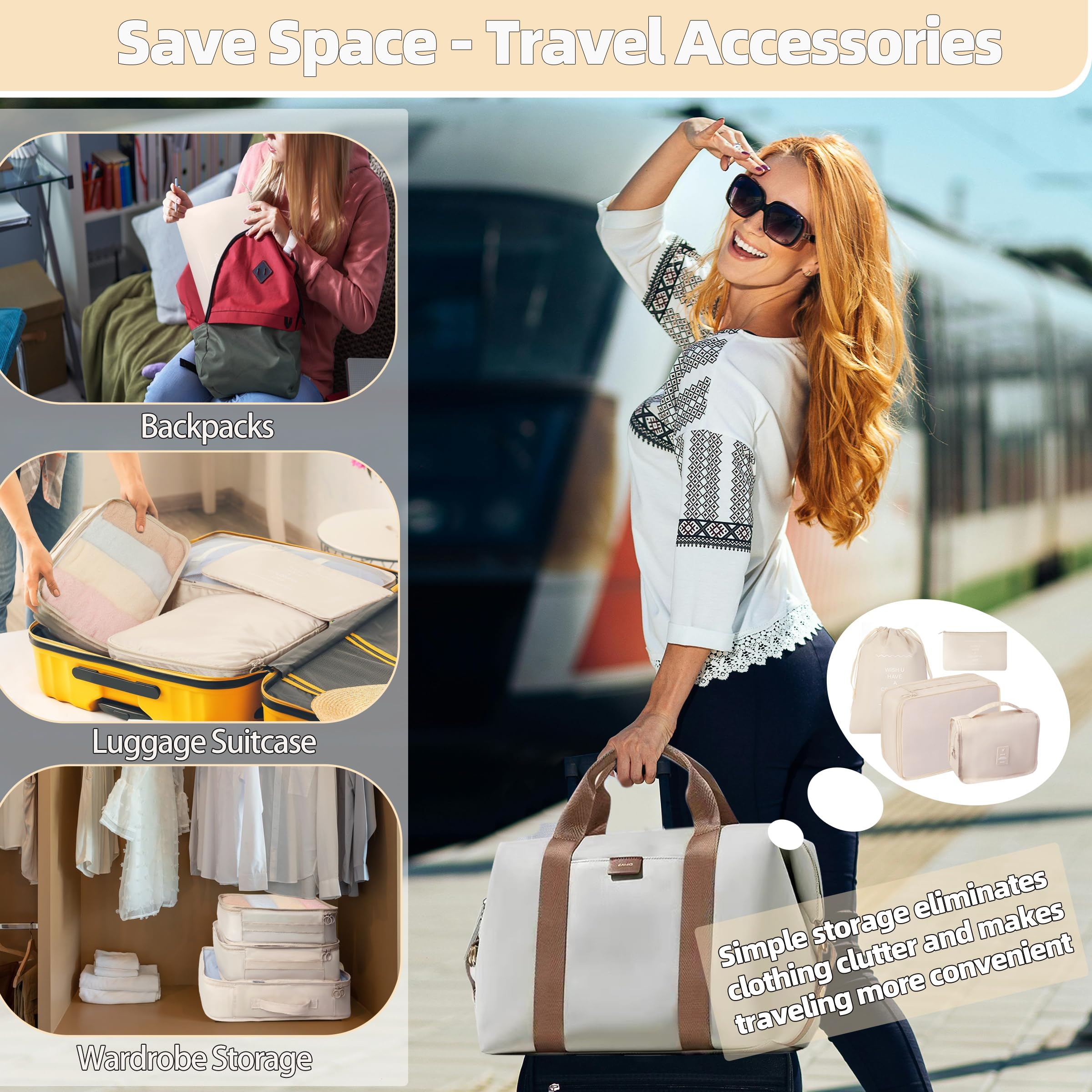 10-Piece Set of Expandable Packing Cubes for Travel - Luggage Organizer Bags & Suitcase Organizers | Perfect for Business Trips, Vacations & Weekend Getaways