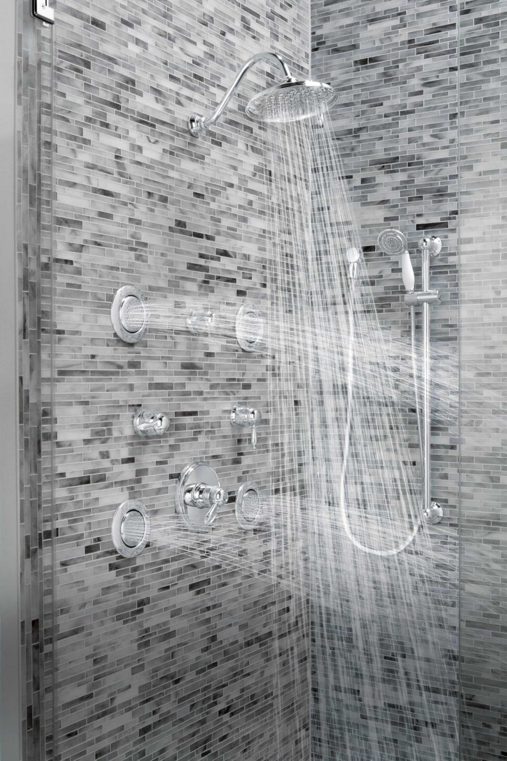 Moen TS1322 Mosaic Round Single-Function Wall Mounted Shower Body Spray with Hydro Jet - Chrome Finish | Shower Massage & Spa Experience | Perfect for Bathroom Renovation & Luxury Home Spa Setup