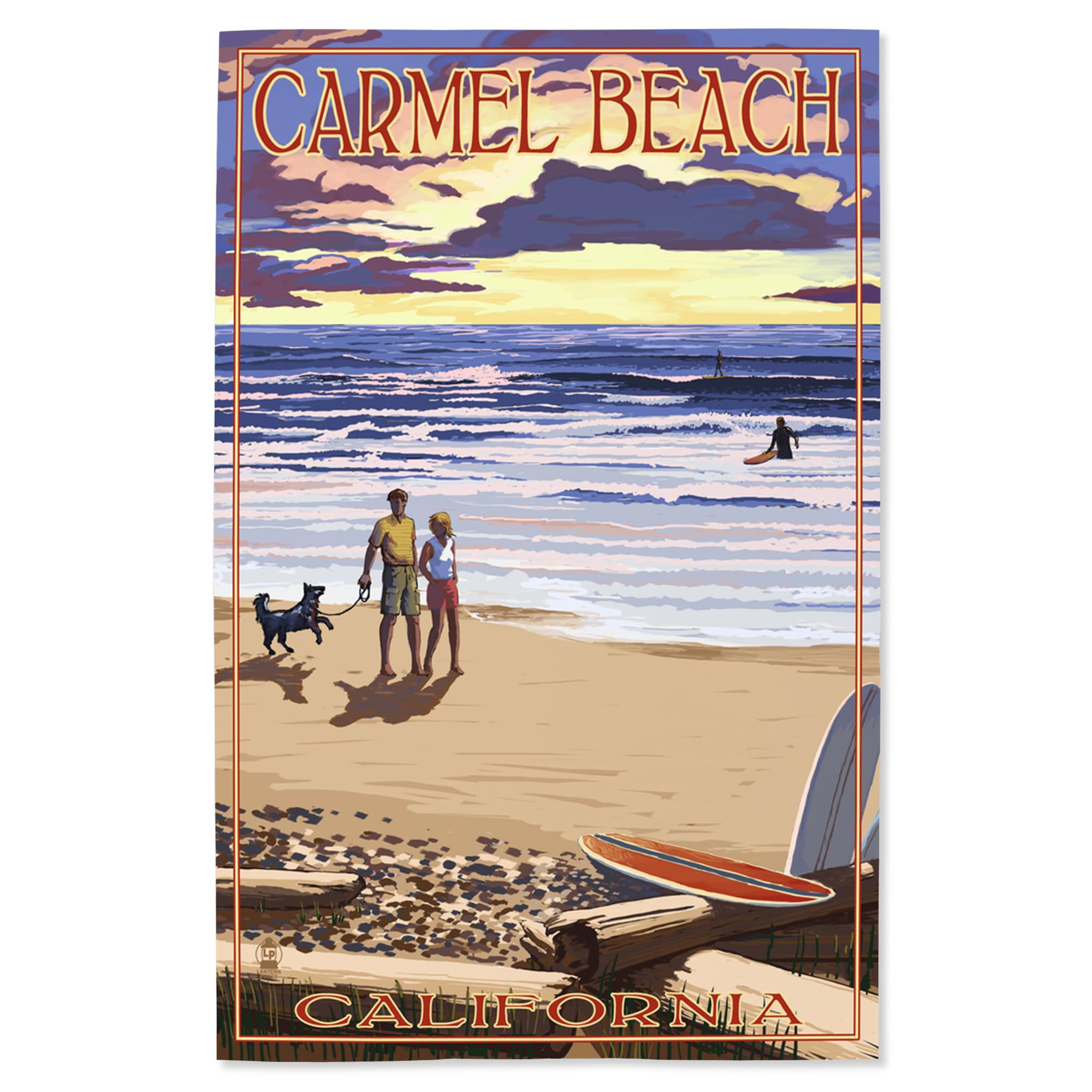 Lantern Press 16x24 Inch Giclee Print - Carmel Beach California Sunset Beach Scene Wall Art for Living Room, Bedroom & Office Decor