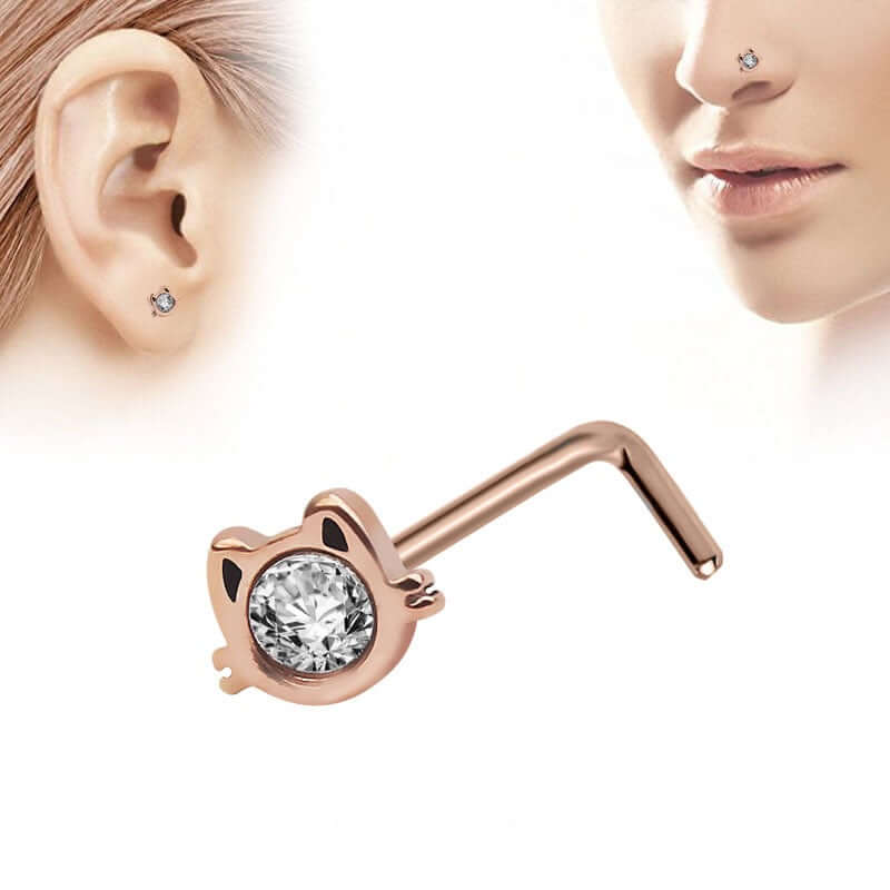 Hello Kitty L Bend Nose Stud - Cute Cartoon Nose Ring for Women | WH0427 | Perfect for Everyday Wear, Parties & Gifts