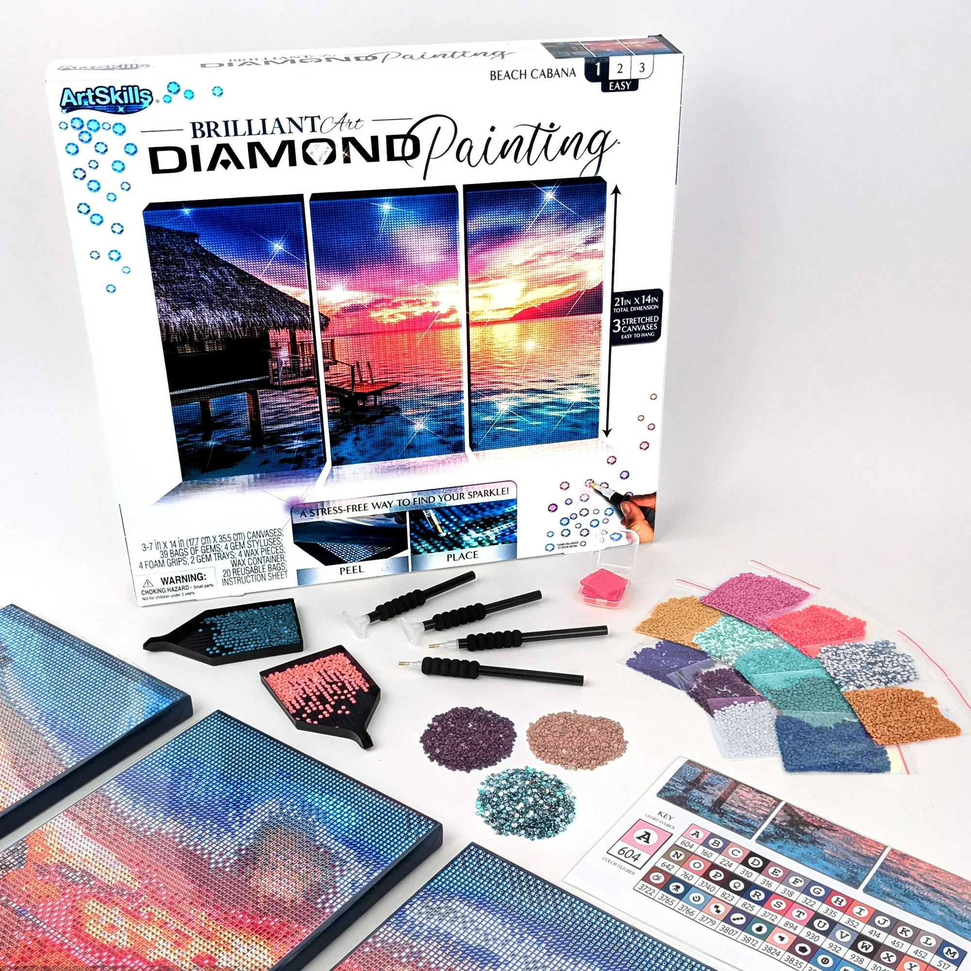 ArtSkills PA 9374 Brilliant Art Diamond Painting Kit - Beach Cabana Scene, DIY 5D Diamond Art for Adults, Home Wall Decor, Perfect for Relaxation & Stress Relief