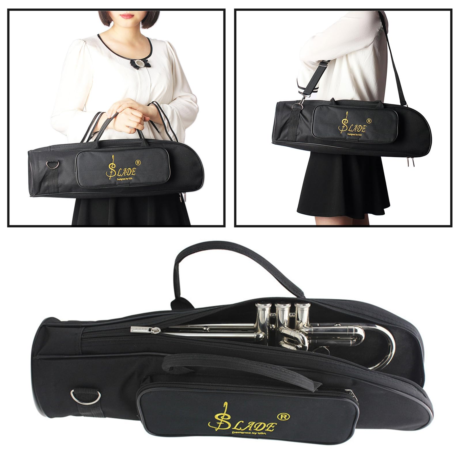 Professional Waterproof Trumpet Case with Double Zippers - Lightweight & Durable Trumpet Gig Bag for Storage & Travel - Perfect for Musicians, Students, and Performers (Ideal for School, Band Practice & Outdoor Performances)