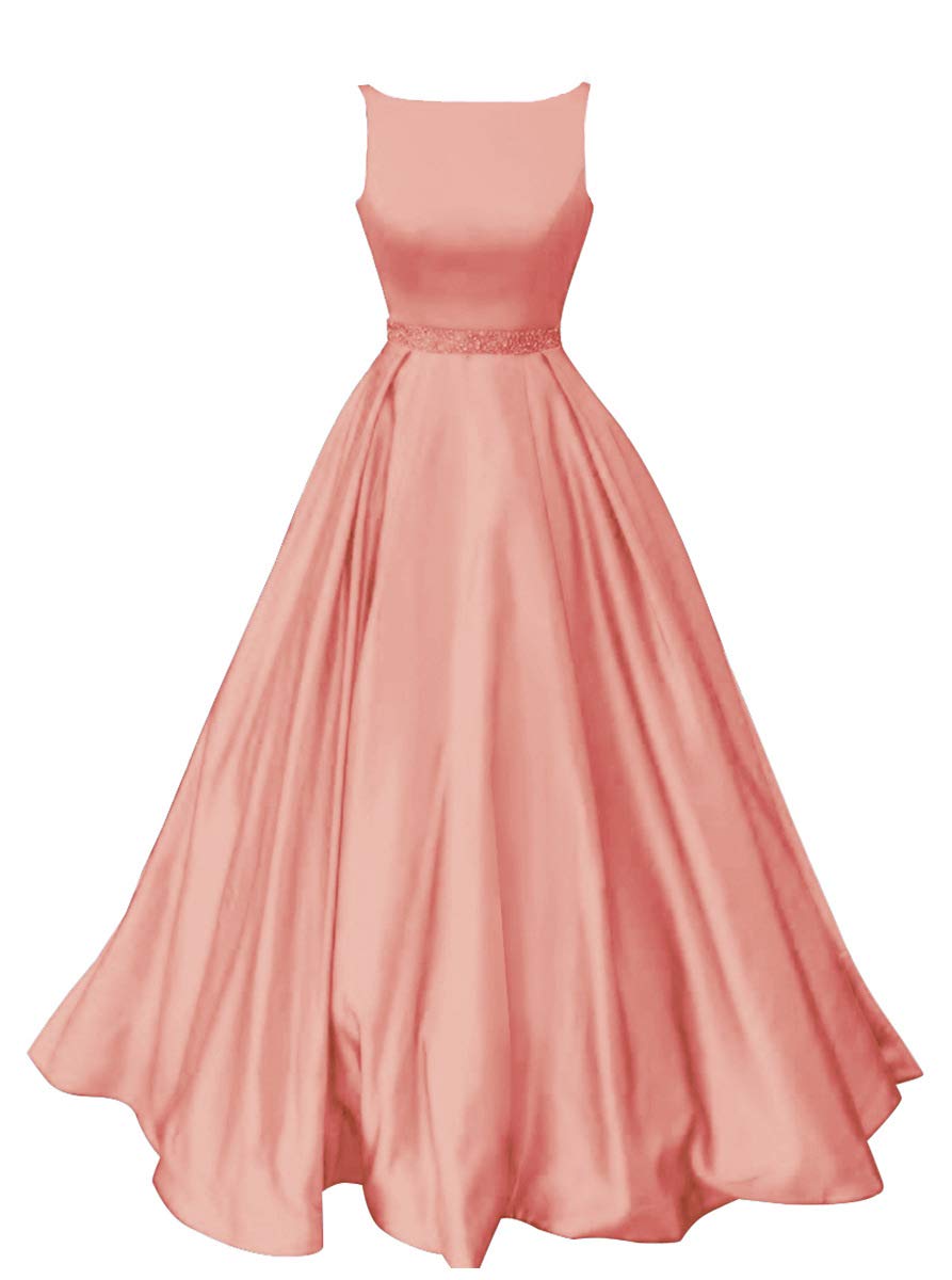 Elegant Long Satin A-Line Prom Dress for Women with Pockets - Dusty Rose Size 24 | Formal Evening Gown for Homecoming, Wedding Guest & Special Occasions