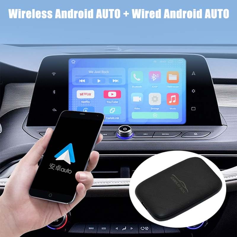2-in-1 Wireless CarPlay & Android Auto Adapter - AI Box for Android 8.1 with Built-in Netflix/YouTube, Bluetooth & WiFi - Convert Wired to Wireless for Seamless Car Entertainment - Perfect for Road Trips & Commuting
