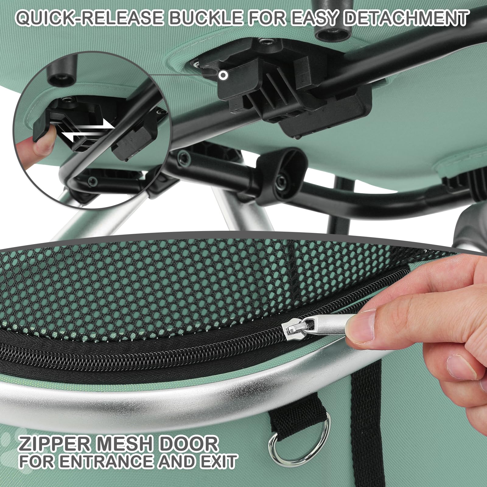 MoNiBloom Lightweight Pet Stroller for Small & Medium Dogs - Foldable Jogging Stroller with Detachable Carrier & Durable Aluminum Frame (Mint Green) - Perfect for Outdoor Walks, Park Visits & Travel Adventures