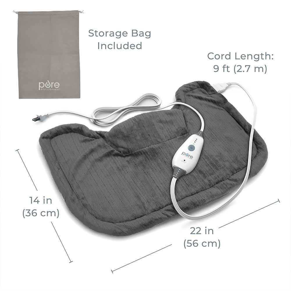 PureRelief® Neck and Shoulder Heating Pad - Electric Heat Therapy for Pain Relief - Perfect for Home, Office, and Travel Use