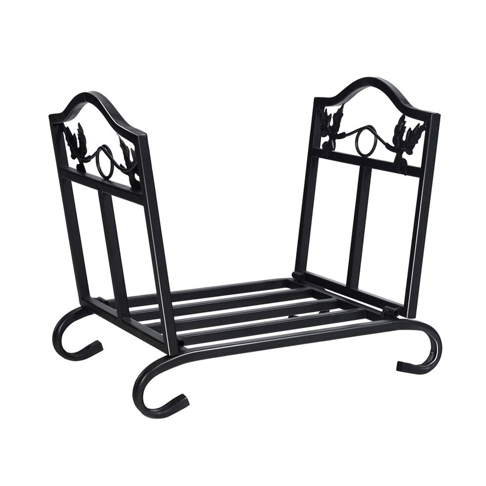 Heavy Duty Wrought Iron Firewood Rack Log Holder - Outdoor Wood Storage Bin for Fireplace, Camping & Patio - Rust-Resistant Log Storage Organizer for Firewood, Kindling & Backyard Use