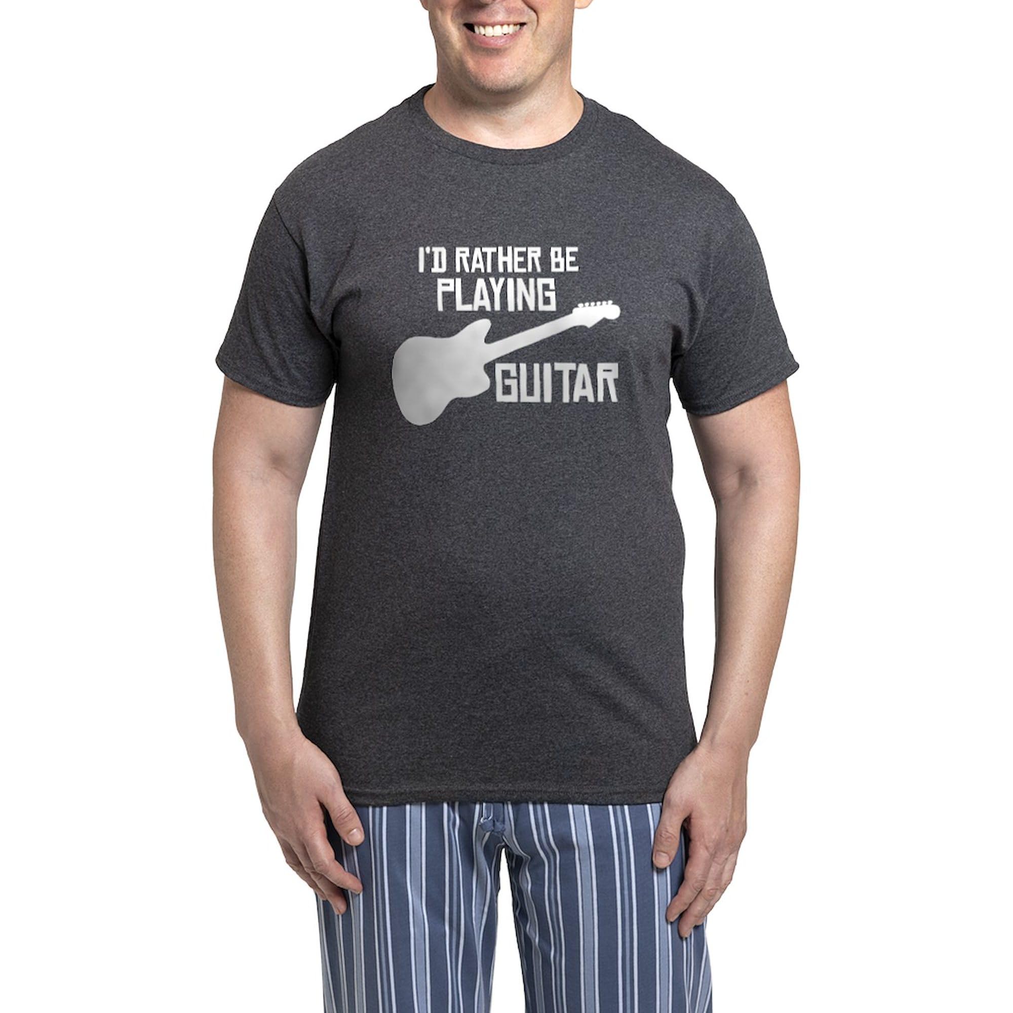Men's Charcoal Guitar Pajama Set - Funny 'I'd Rather Be Playing Guitar' Sleepwear for Music Lovers | Perfect for Casual Sleepwear, Lounge Wear & Gift for Musicians