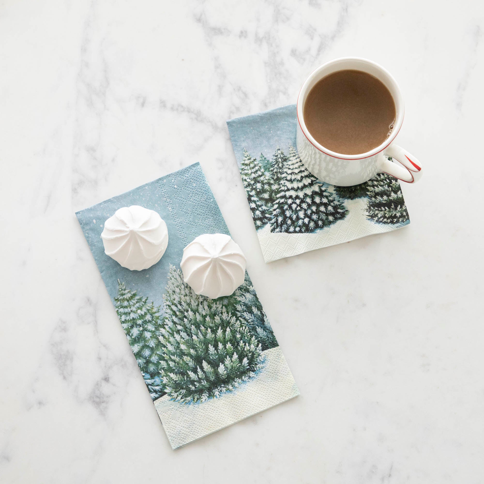 Evergreen Forest Design Paper Napkins for Parties, Weddings & Events - Eco-Friendly Disposable Guest Napkins for Dining & Home Decor