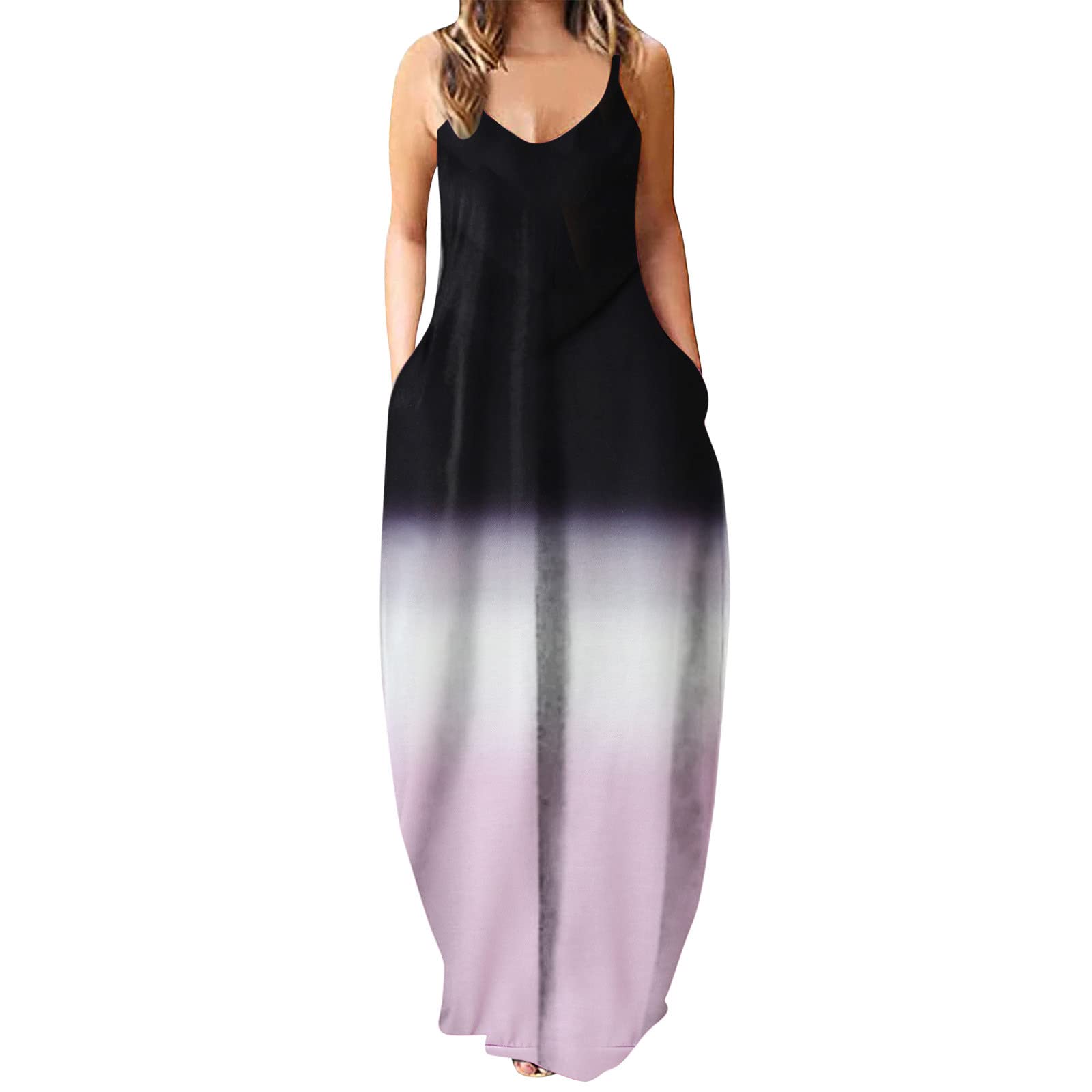 Sexy Summer Dresses for Women 2024 - Sleeveless V-Neck Casual Sundress, Loose Comfortable Beach Dress for Vacation, Party & Outdoor Activities